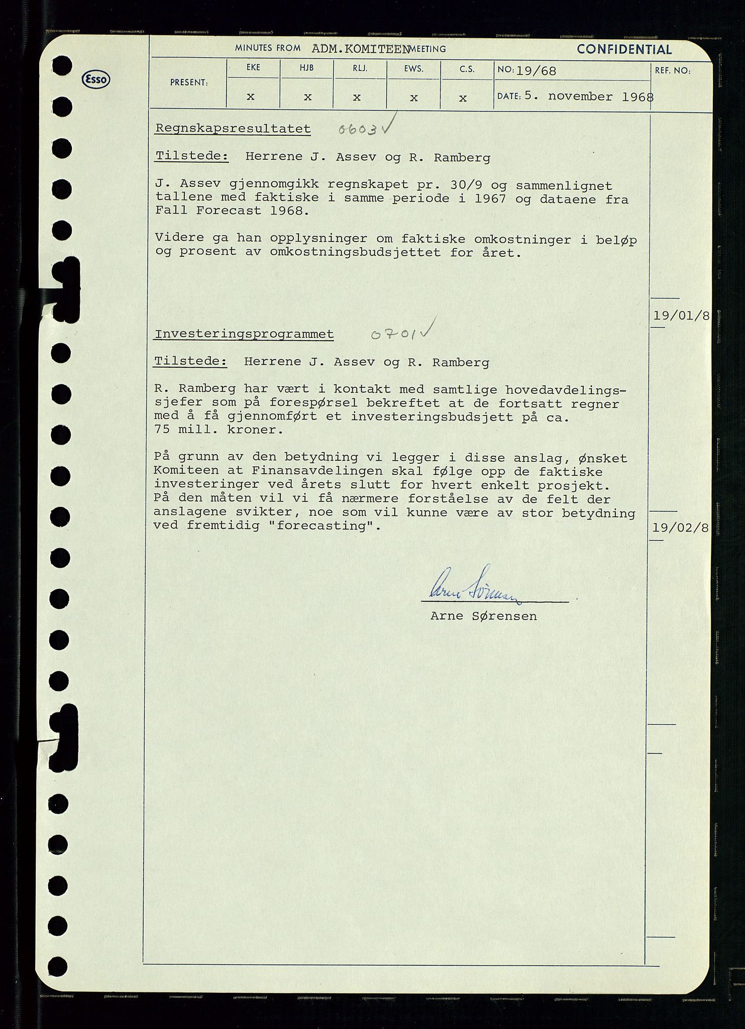 Pa 0982 - Esso Norge A/S, AV/SAST-A-100448/A/Aa/L0002/0004: Den administrerende direksjon Board minutes (styrereferater) / Den administrerende direksjon Board minutes (styrereferater), 1968, p. 100