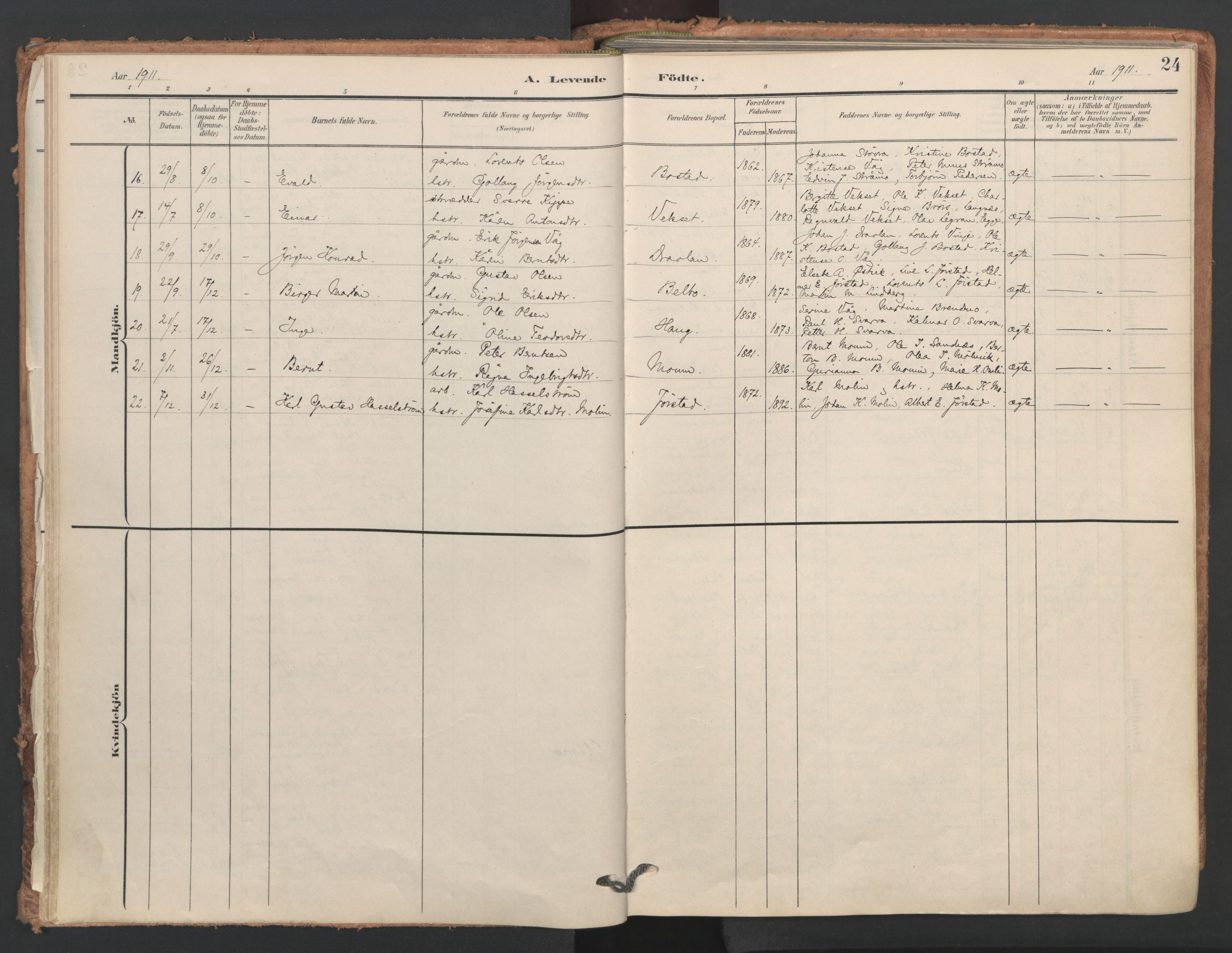 Ministerialprotokoller, klokkerbøker og fødselsregistre - Nord-Trøndelag, SAT/A-1458/749/L0477: Parish register (official) no. 749A11, 1902-1927, p. 24