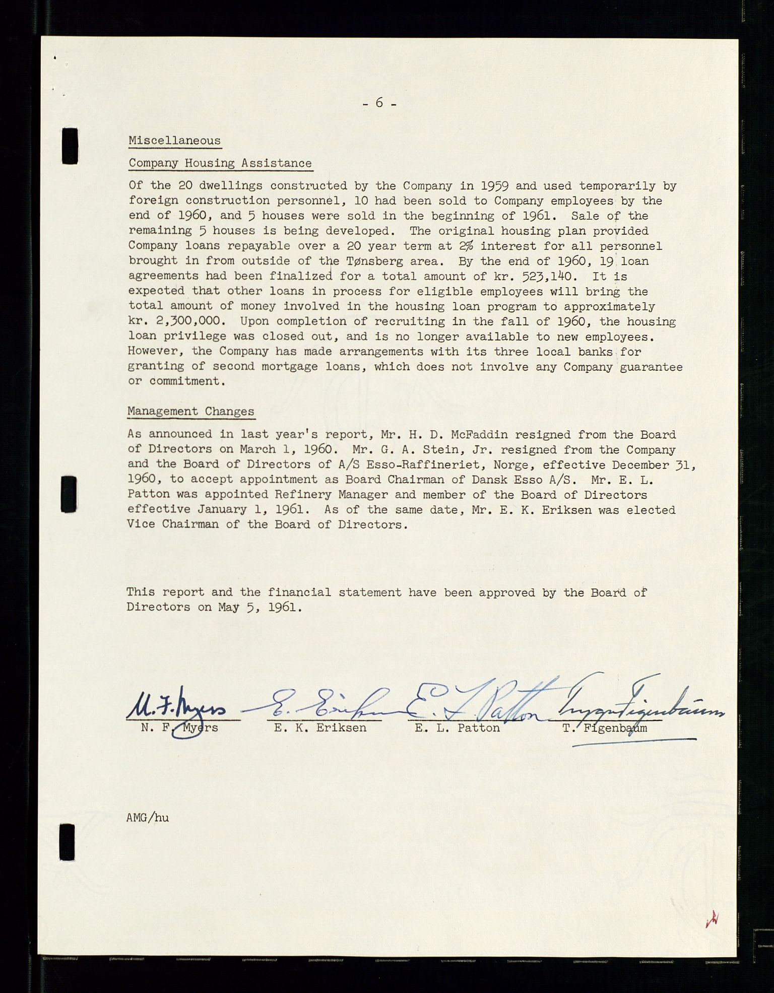 PA 1537 - A/S Essoraffineriet Norge, AV/SAST-A-101957/A/Aa/L0001/0002: Styremøter / Shareholder meetings, board meetings, by laws (vedtekter), 1957-1960, p. 20