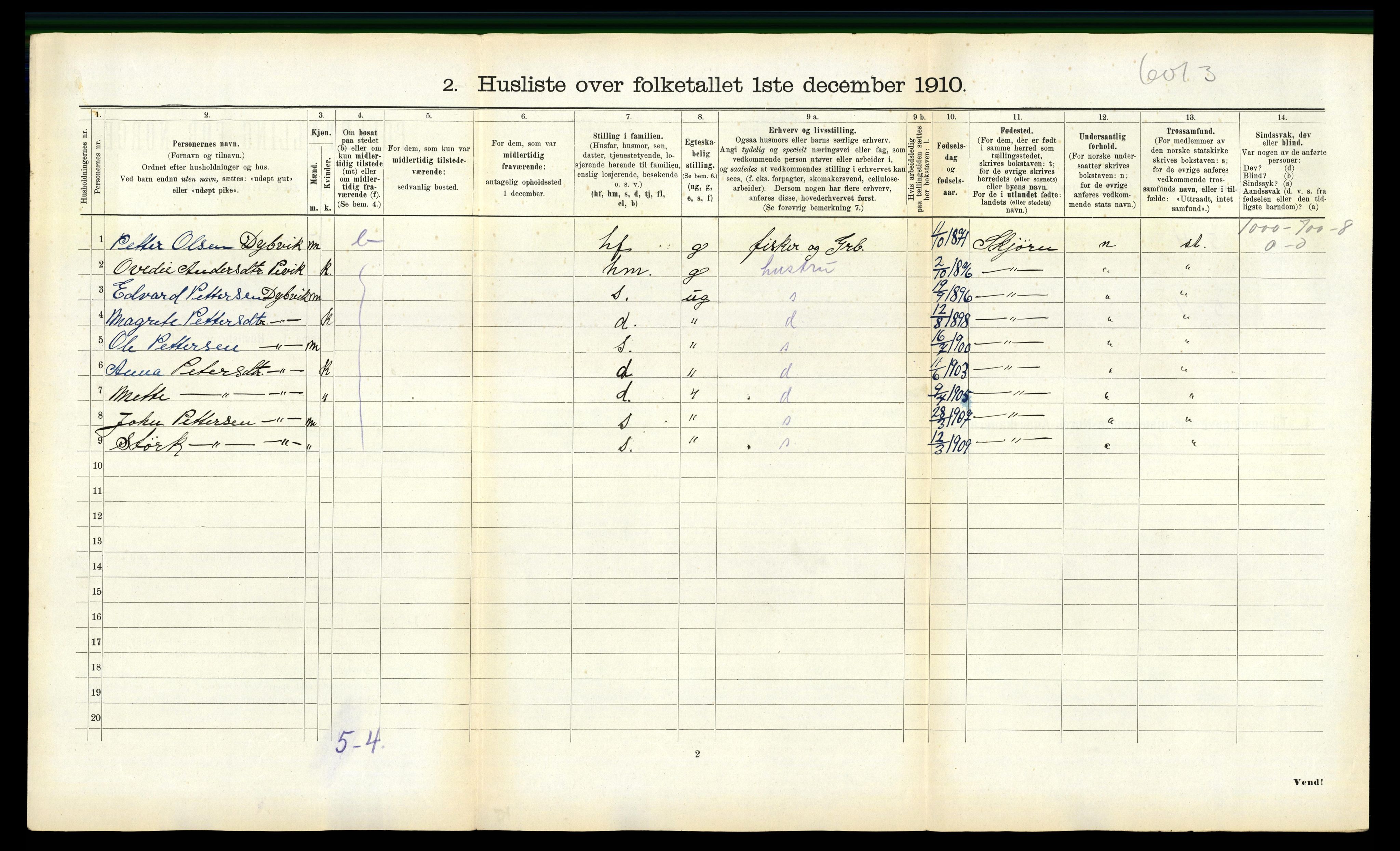 RA, 1910 census for Stjørna, 1910, p. 448