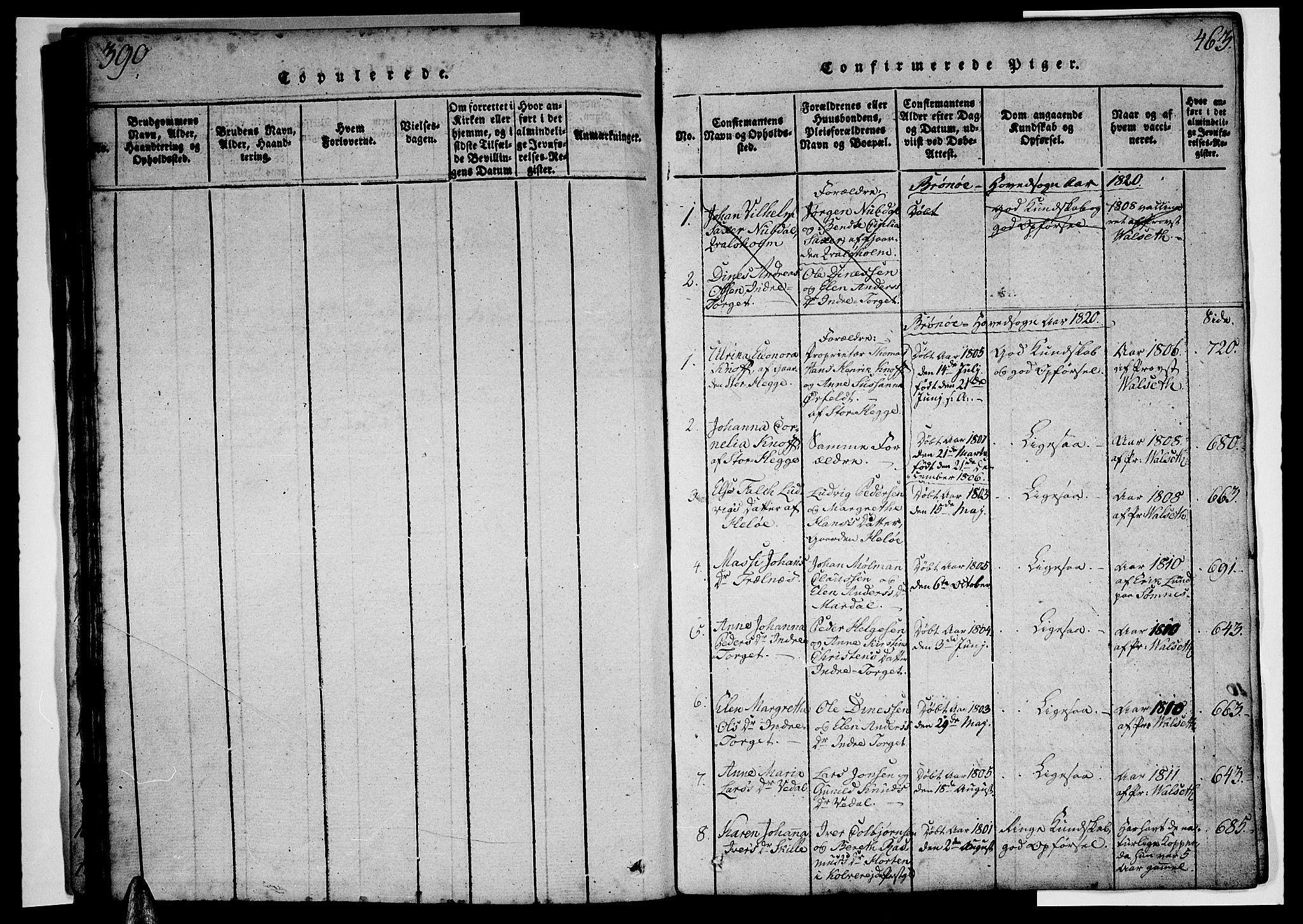 Ministerialprotokoller, klokkerbøker og fødselsregistre - Nordland, SAT/A-1459/813/L0197: Parish register (official) no. 813A07, 1820-1833, p. 462-463