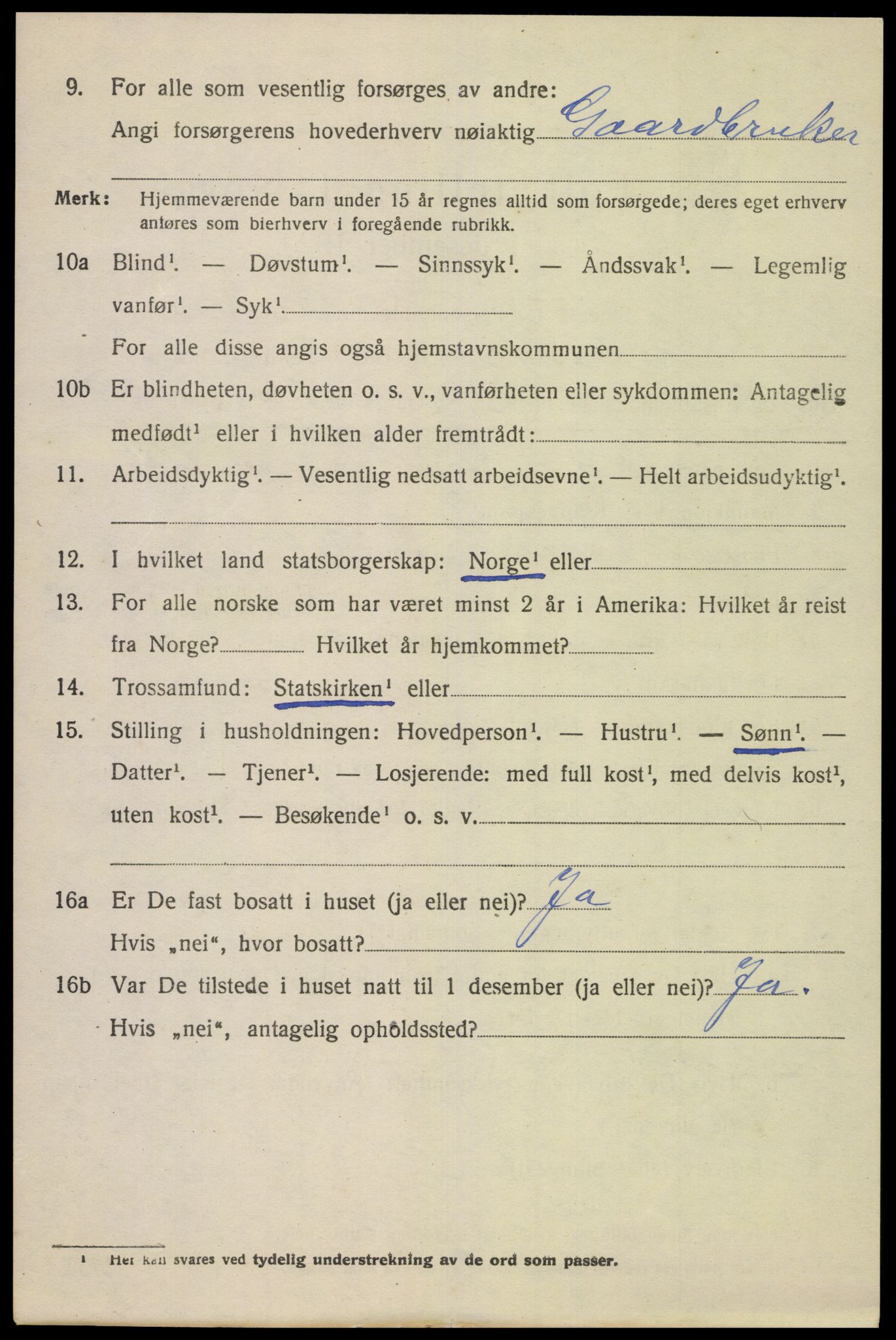 SAK, 1920 census for Gyland, 1920, p. 719