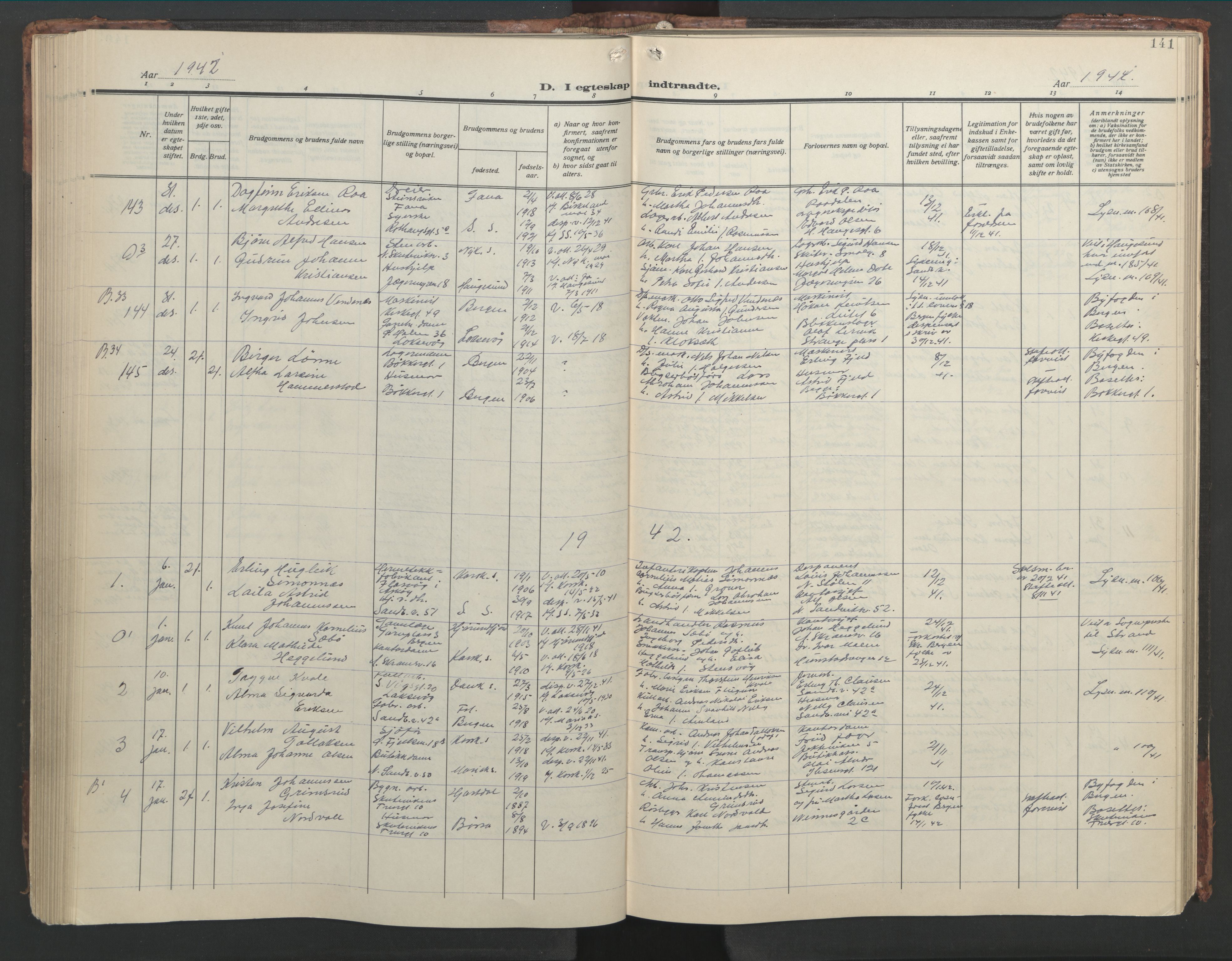 Sandviken Sokneprestembete, AV/SAB-A-77601/H/Hb/L0015: Parish register (copy) no. D 2, 1929-1953, p. 140b-141a