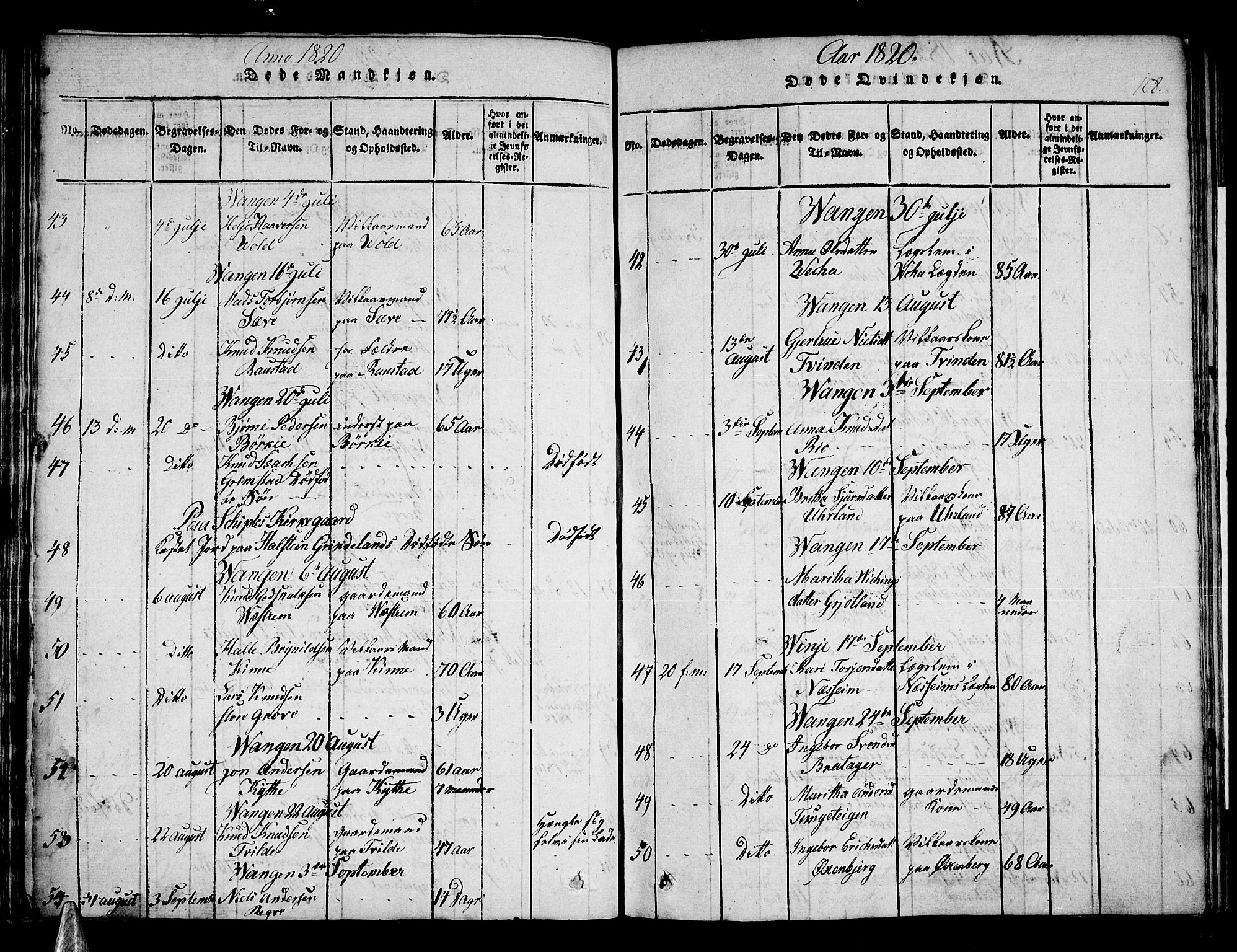 Voss sokneprestembete, AV/SAB-A-79001/H/Haa: Parish register (official) no. A 11, 1816-1827, p. 108