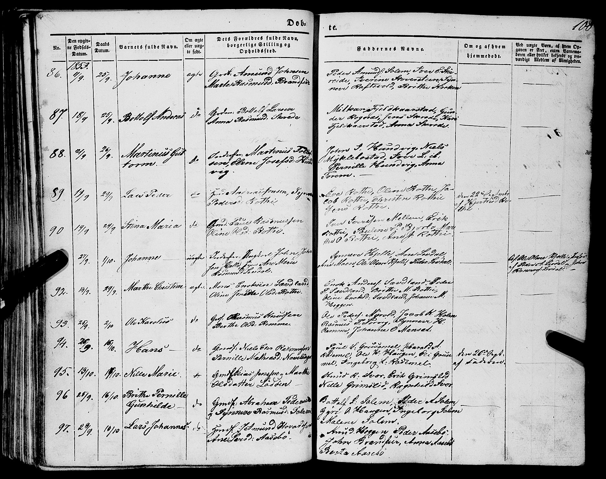 Eid sokneprestembete, AV/SAB-A-82301/H/Haa/Haaa/L0007: Parish register (official) no. A 7, 1844-1858, p. 100