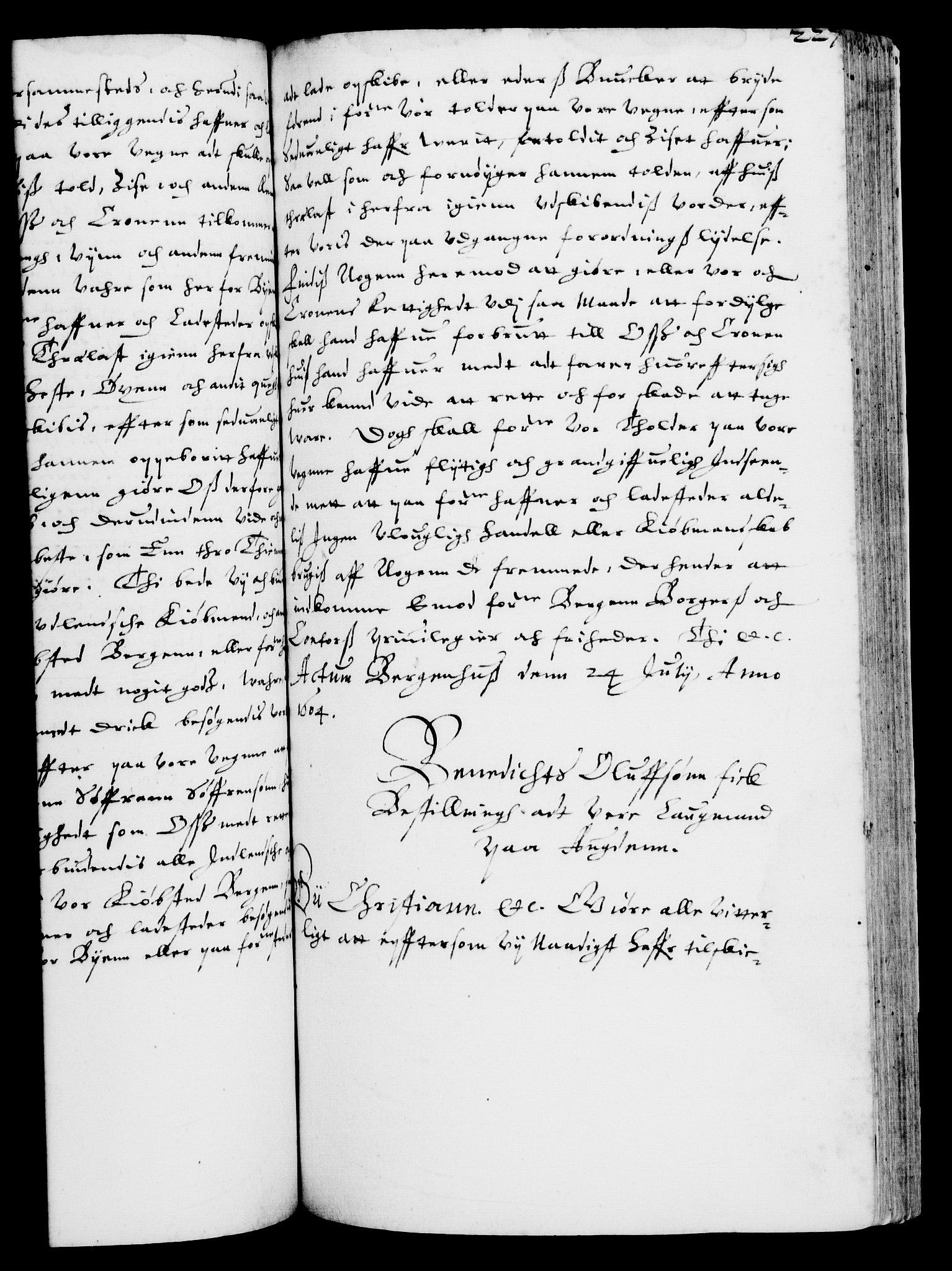 Danske Kanselli 1572-1799, AV/RA-EA-3023/F/Fc/Fca/Fcaa/L0003: Norske registre (mikrofilm), 1596-1616, p. 227a