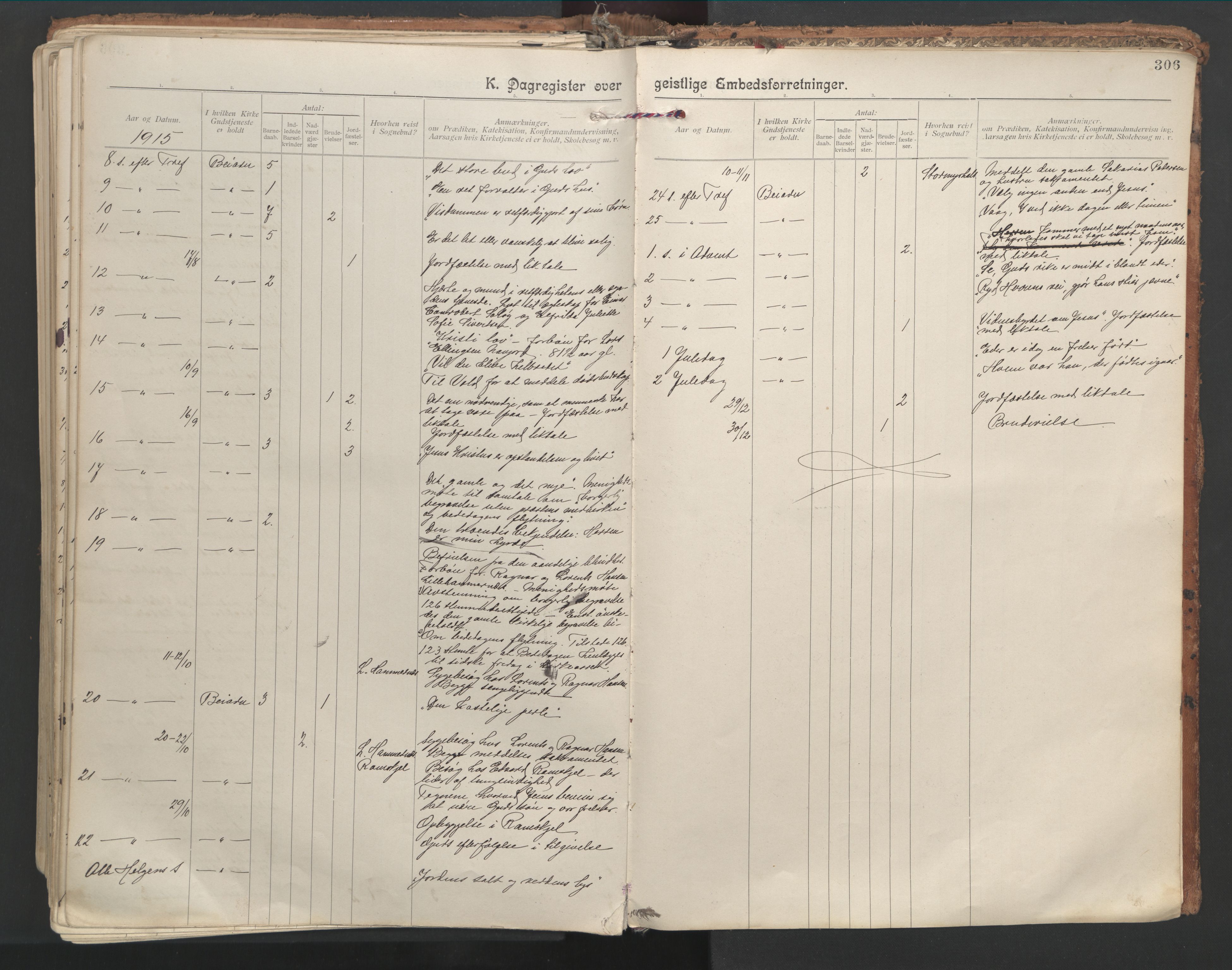 Ministerialprotokoller, klokkerbøker og fødselsregistre - Nordland, AV/SAT-A-1459/846/L0647: Parish register (official) no. 846A05, 1902-1915, p. 306