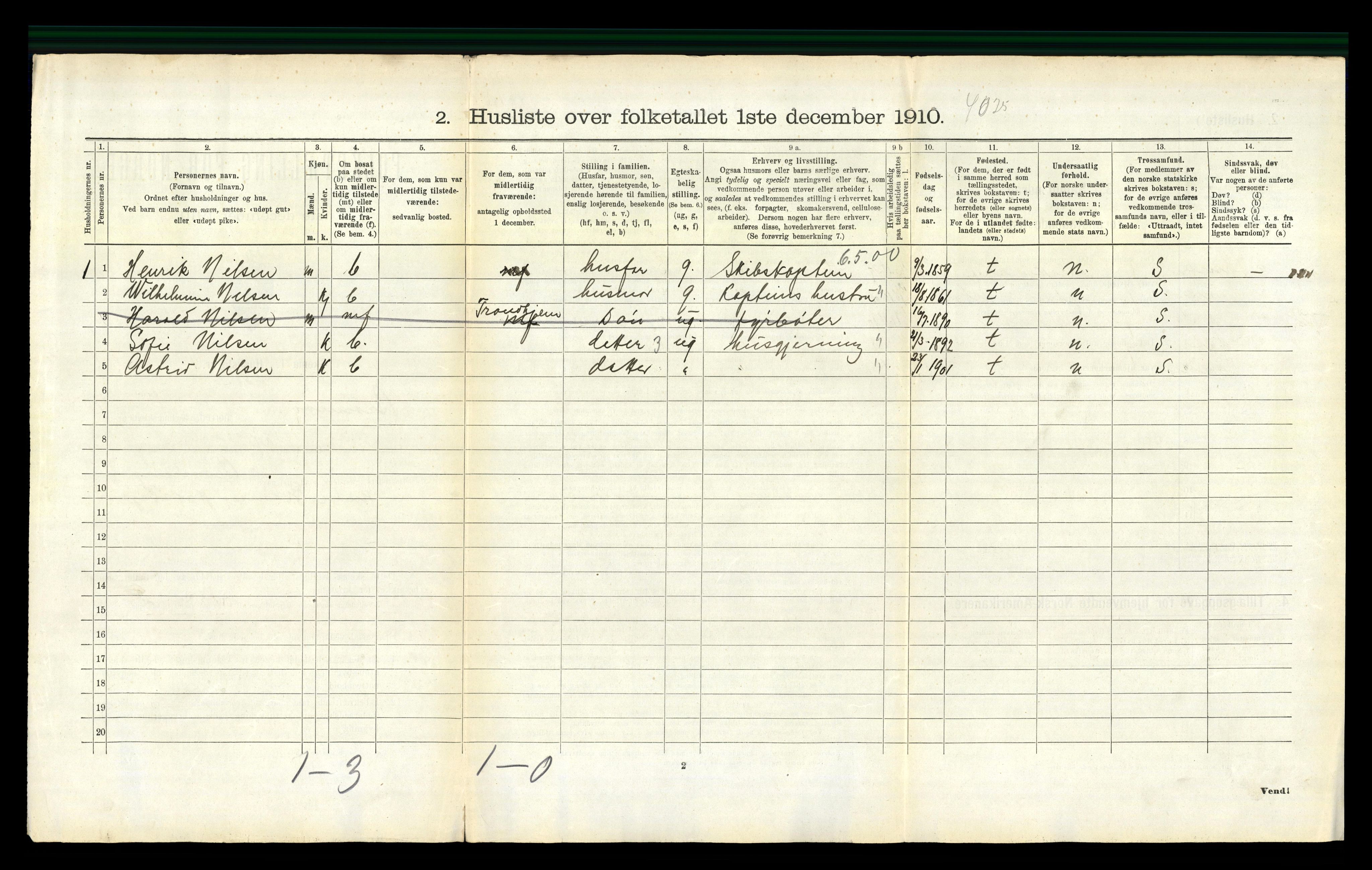 RA, 1910 census for Brønnøy, 1910, p. 608