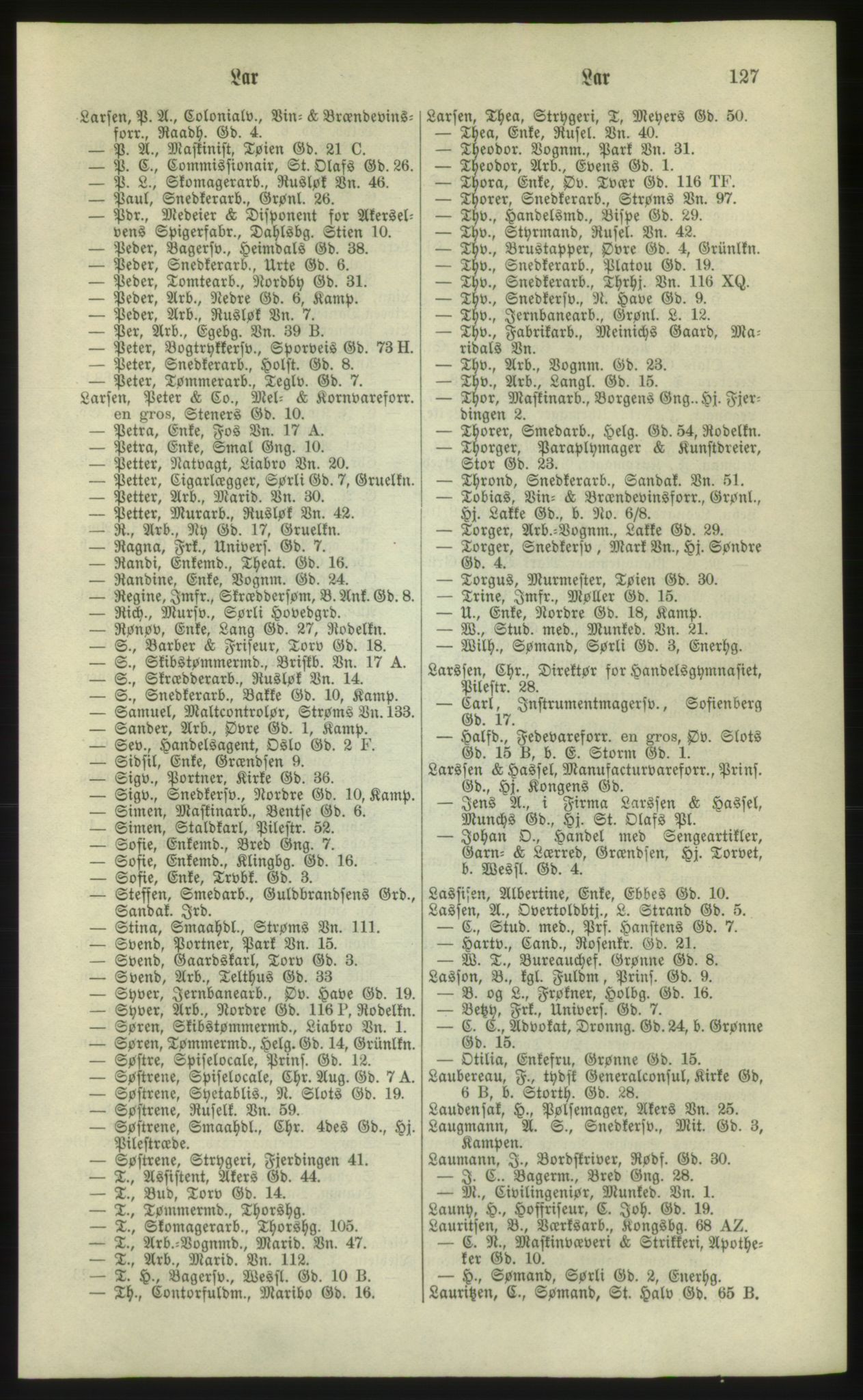 Kristiania/Oslo adressebok, PUBL/-, 1881, p. 127