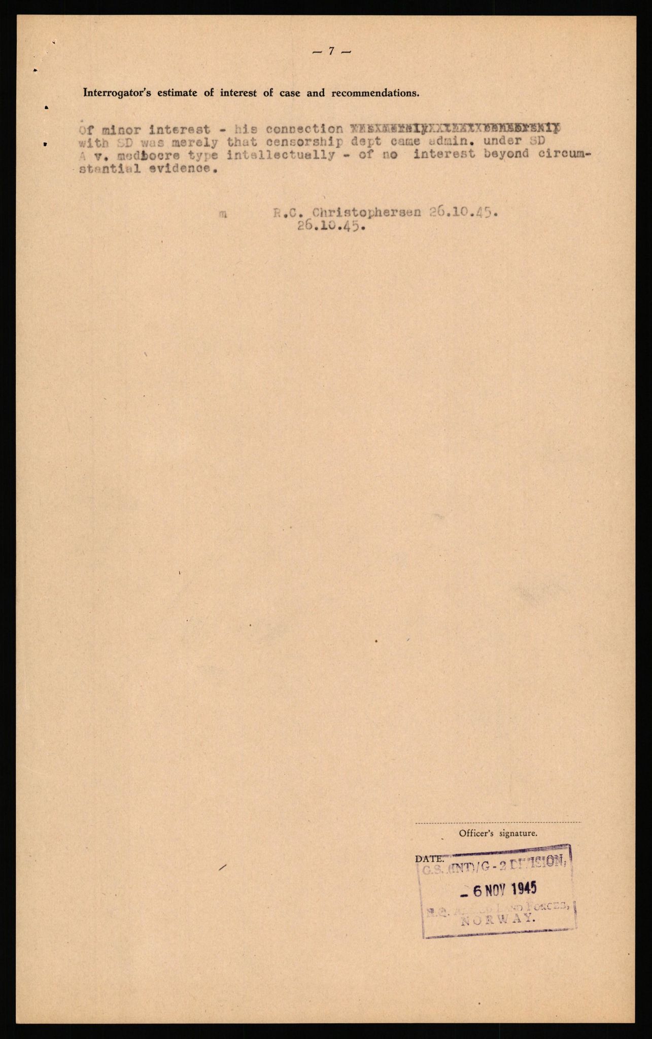 Forsvaret, Forsvarets overkommando II, AV/RA-RAFA-3915/D/Db/L0040: CI Questionaires. Tyske okkupasjonsstyrker i Norge. Østerrikere., 1945-1946, p. 285