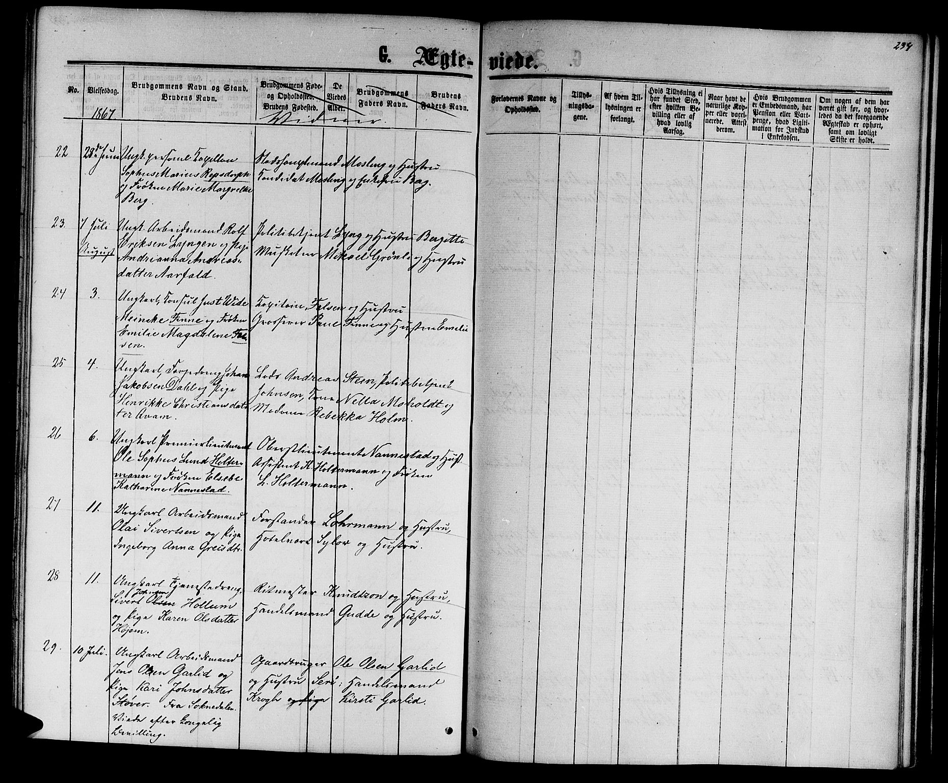 Ministerialprotokoller, klokkerbøker og fødselsregistre - Sør-Trøndelag, SAT/A-1456/601/L0087: Parish register (copy) no. 601C05, 1864-1881, p. 234