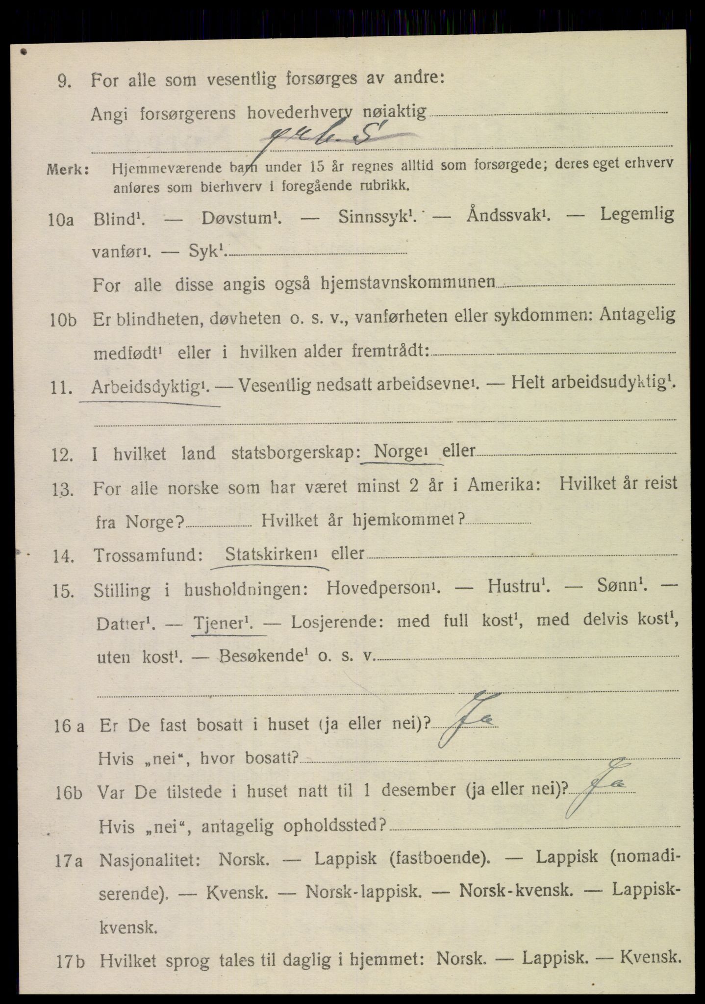 SAT, 1920 census for Vik, 1920, p. 4442