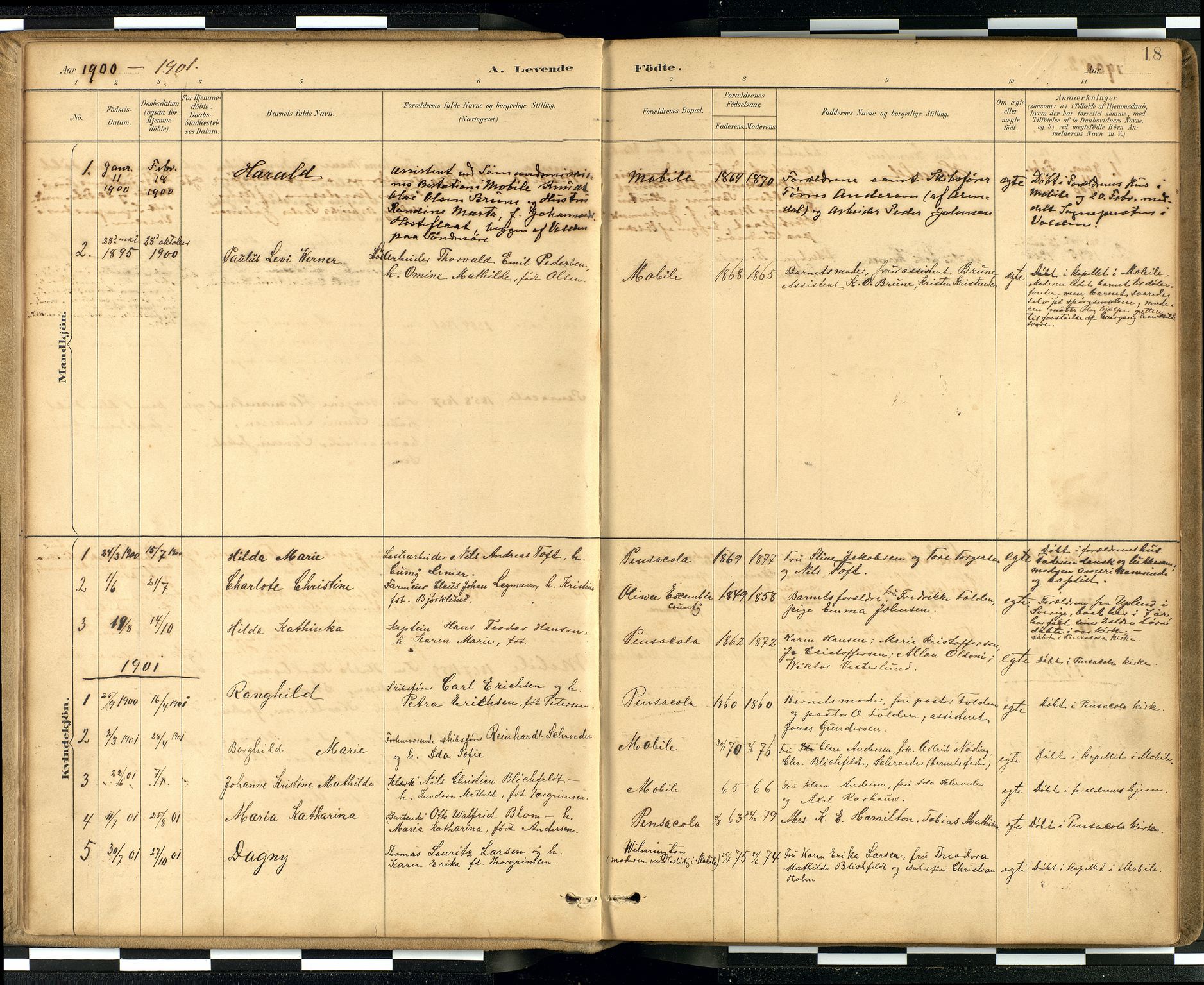 Den norske sjømannsmisjon i utlandet / Quebec (Canada) samt Pensacola--Savannah-Mobile-New Orleans-Gulfport (Gulfhamnene i USA), SAB/SAB/PA-0114/H/Ha/L0001: Parish register (official) no. A 1, 1887-1924, p. 17b-18a