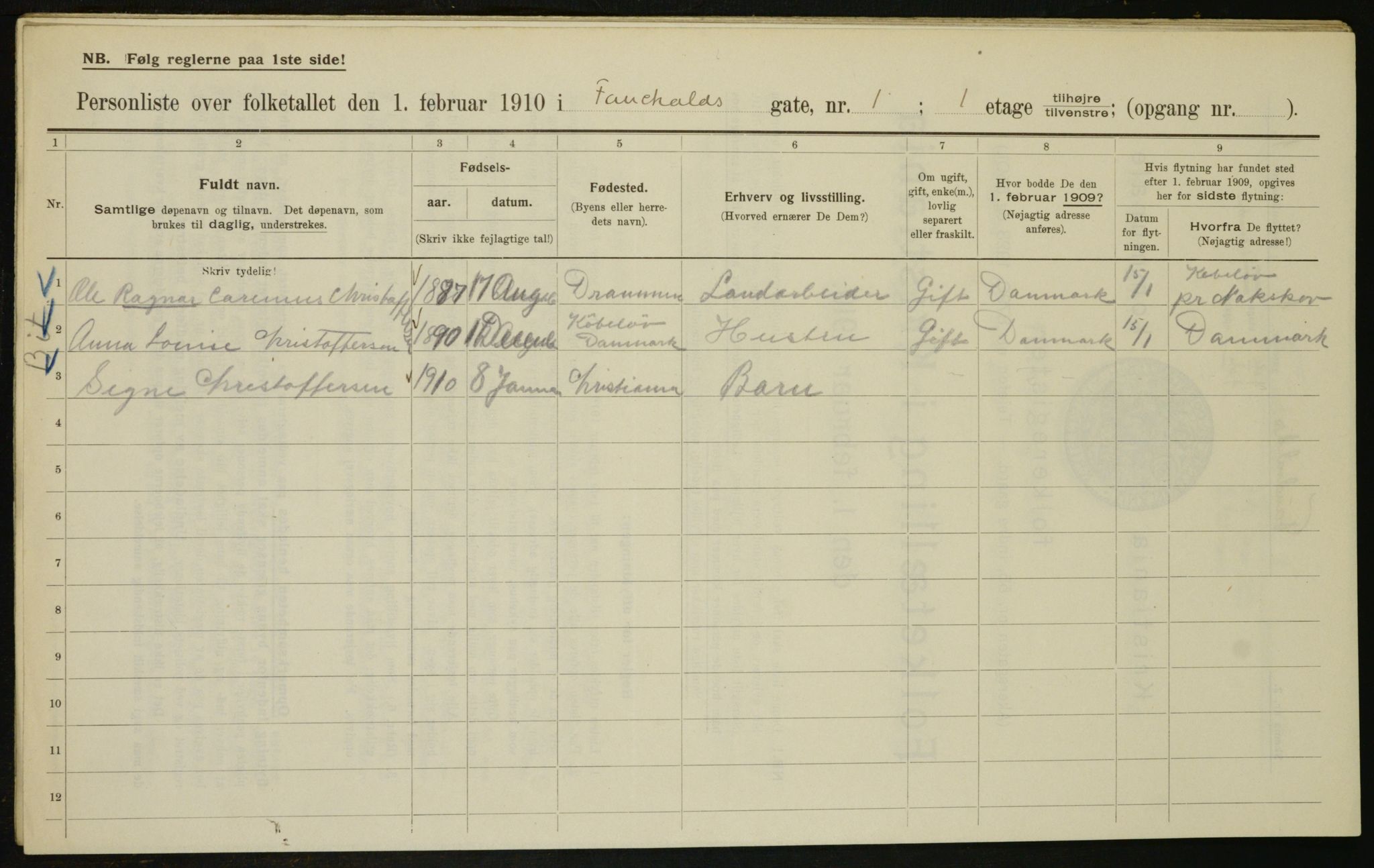 OBA, Municipal Census 1910 for Kristiania, 1910, p. 22238