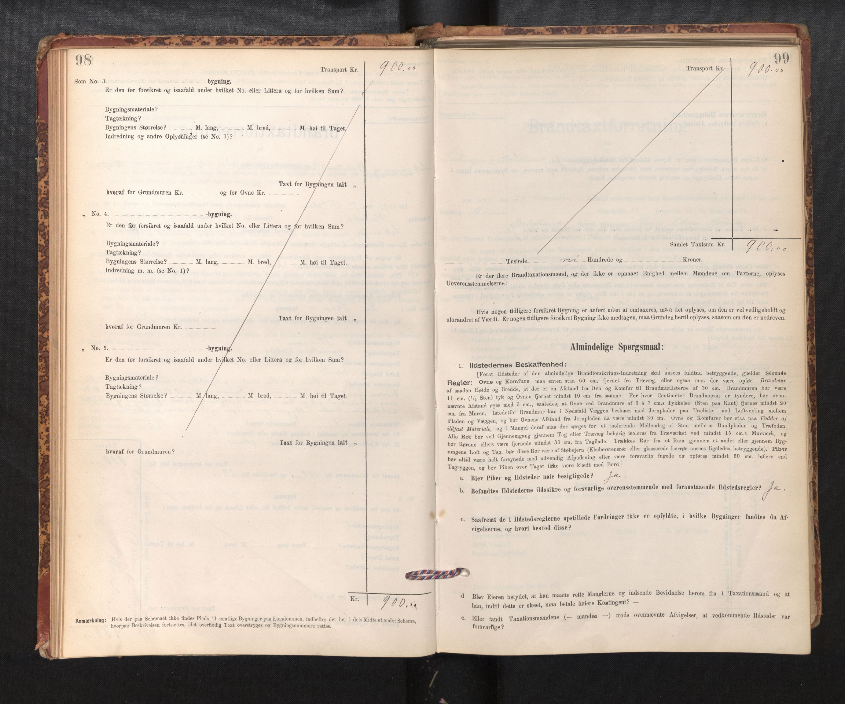 Lensmannen i Leikanger, AV/SAB-A-29201/0012/L0004: Branntakstprotokoll, skjematakst, 1894-1903, p. 98-99