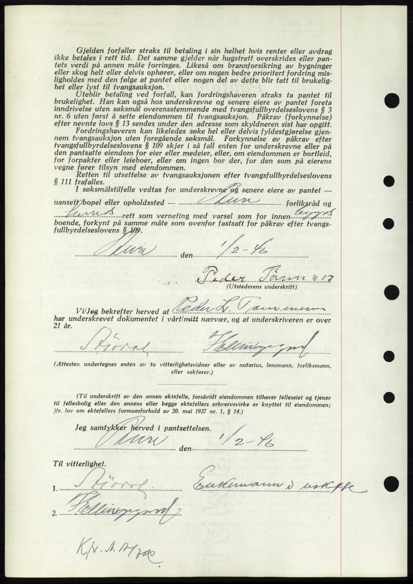 Nordmøre sorenskriveri, AV/SAT-A-4132/1/2/2Ca: Mortgage book no. B93b, 1946-1946, Diary no: : 174/1946