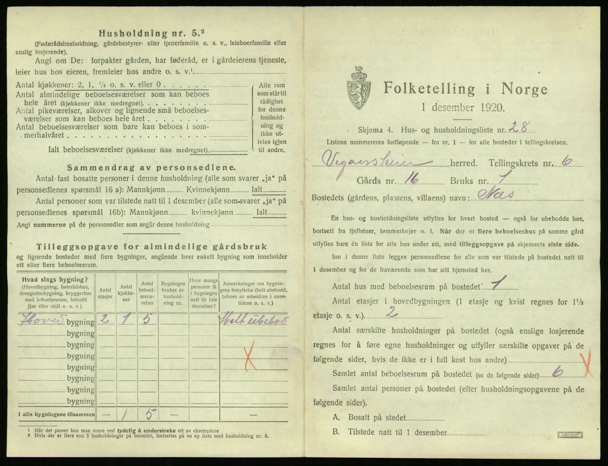 SAK, 1920 census for Vegårshei, 1920, p. 358