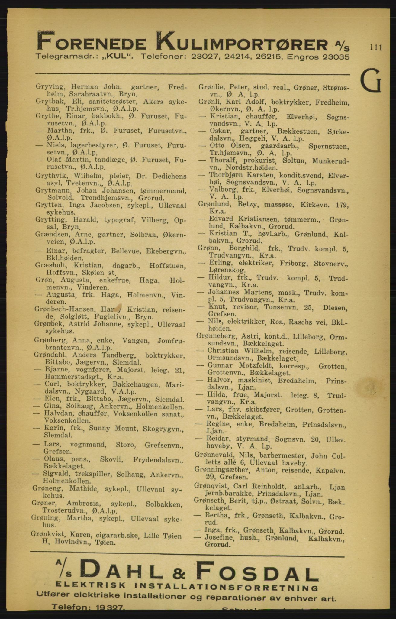 Aker adressebok/adressekalender, PUBL/001/A/003: Akers adressekalender, 1924-1925, p. 111