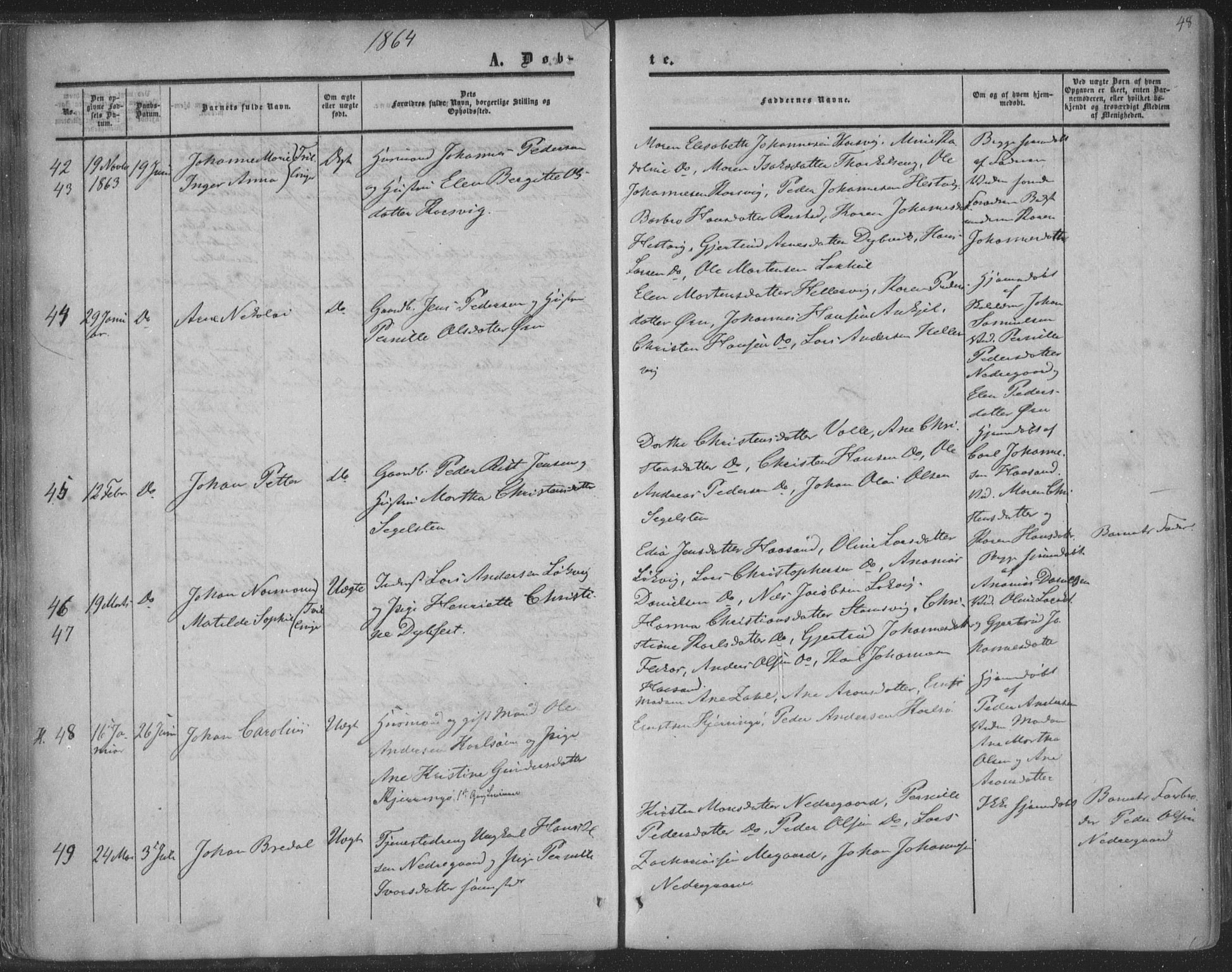 Ministerialprotokoller, klokkerbøker og fødselsregistre - Nordland, AV/SAT-A-1459/853/L0770: Parish register (official) no. 853A09, 1857-1870, p. 48