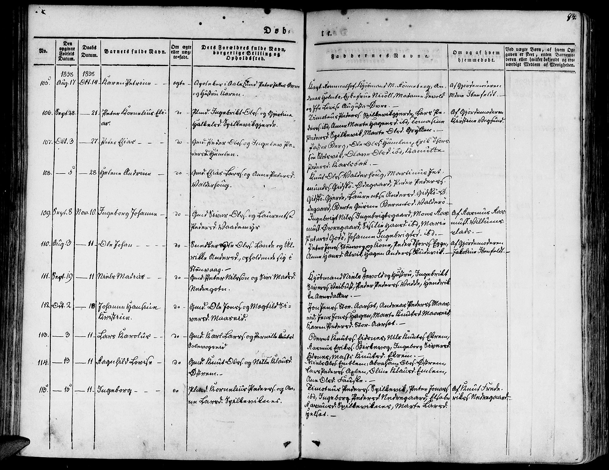 Ministerialprotokoller, klokkerbøker og fødselsregistre - Møre og Romsdal, AV/SAT-A-1454/528/L0395: Parish register (official) no. 528A06, 1828-1839, p. 94