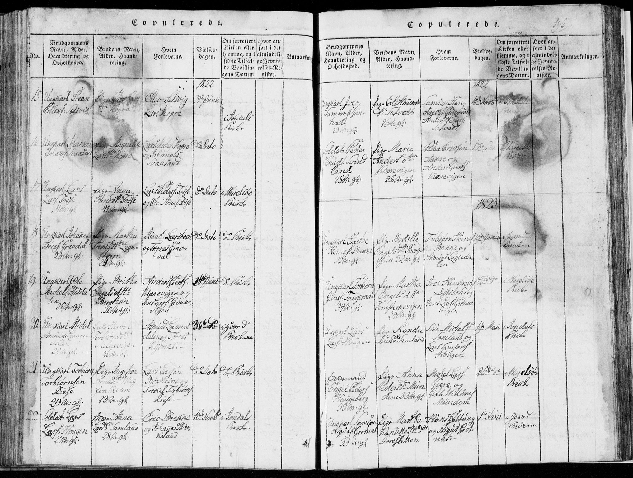 Strandebarm sokneprestembete, AV/SAB-A-78401/H/Hab: Parish register (copy) no. A  1, 1816-1826, p. 196