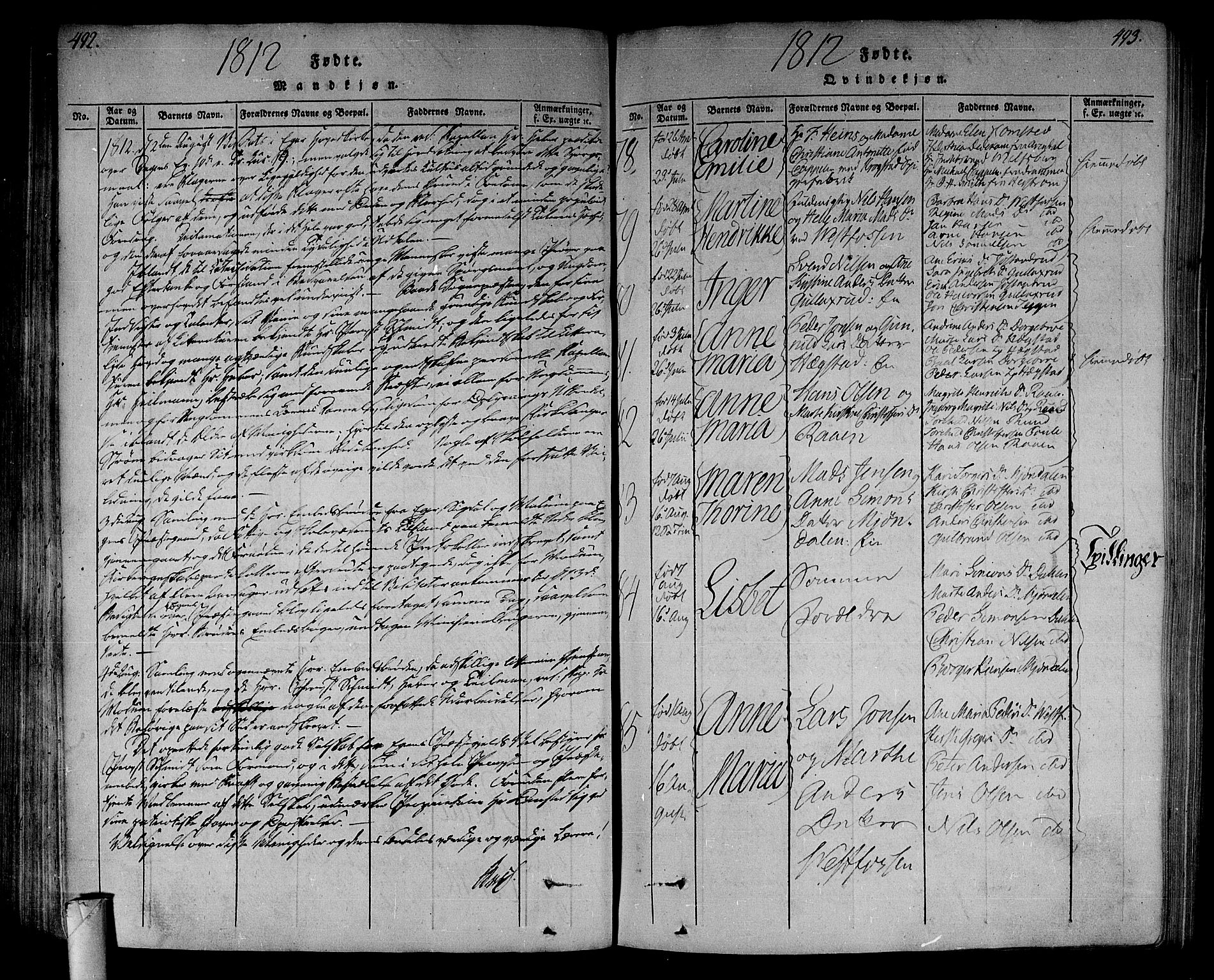 Eiker kirkebøker, AV/SAKO-A-4/F/Fa/L0010: Parish register (official) no. I 10, 1806-1815, p. 492-493