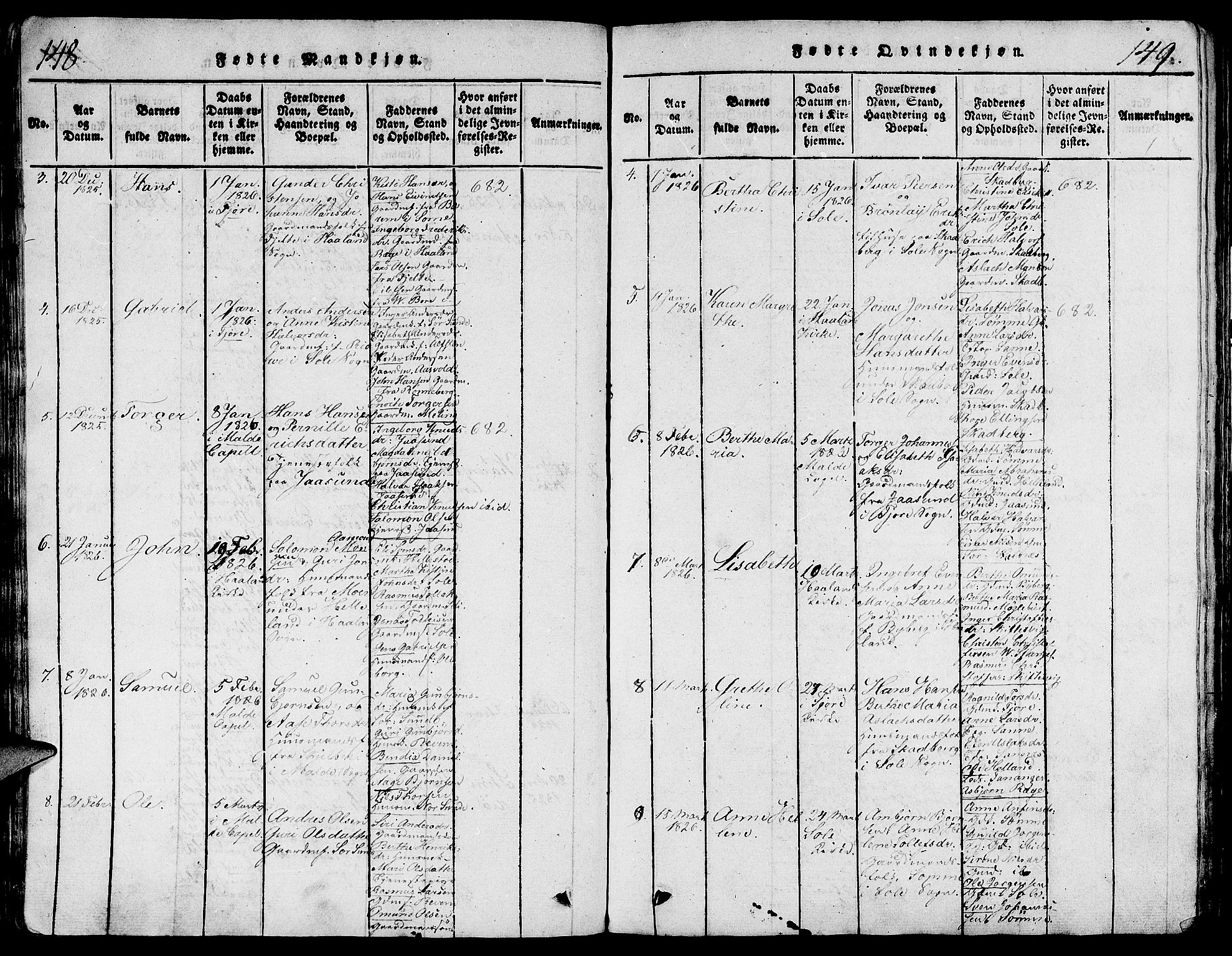Håland sokneprestkontor, AV/SAST-A-101802/001/30BA/L0004: Parish register (official) no. A 4, 1815-1829, p. 148-149