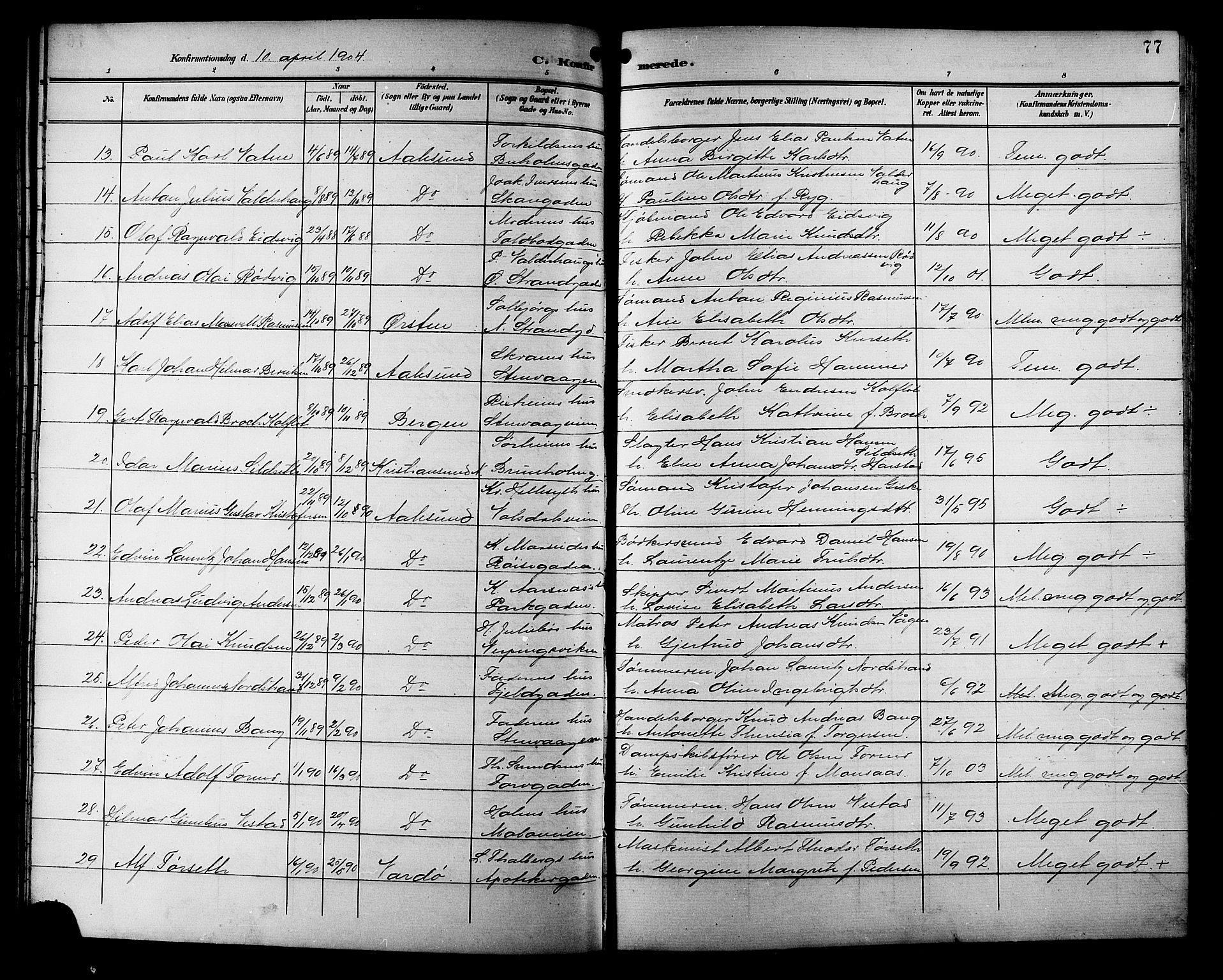 Ministerialprotokoller, klokkerbøker og fødselsregistre - Møre og Romsdal, AV/SAT-A-1454/529/L0469: Parish register (copy) no. 529C06, 1898-1906, p. 77