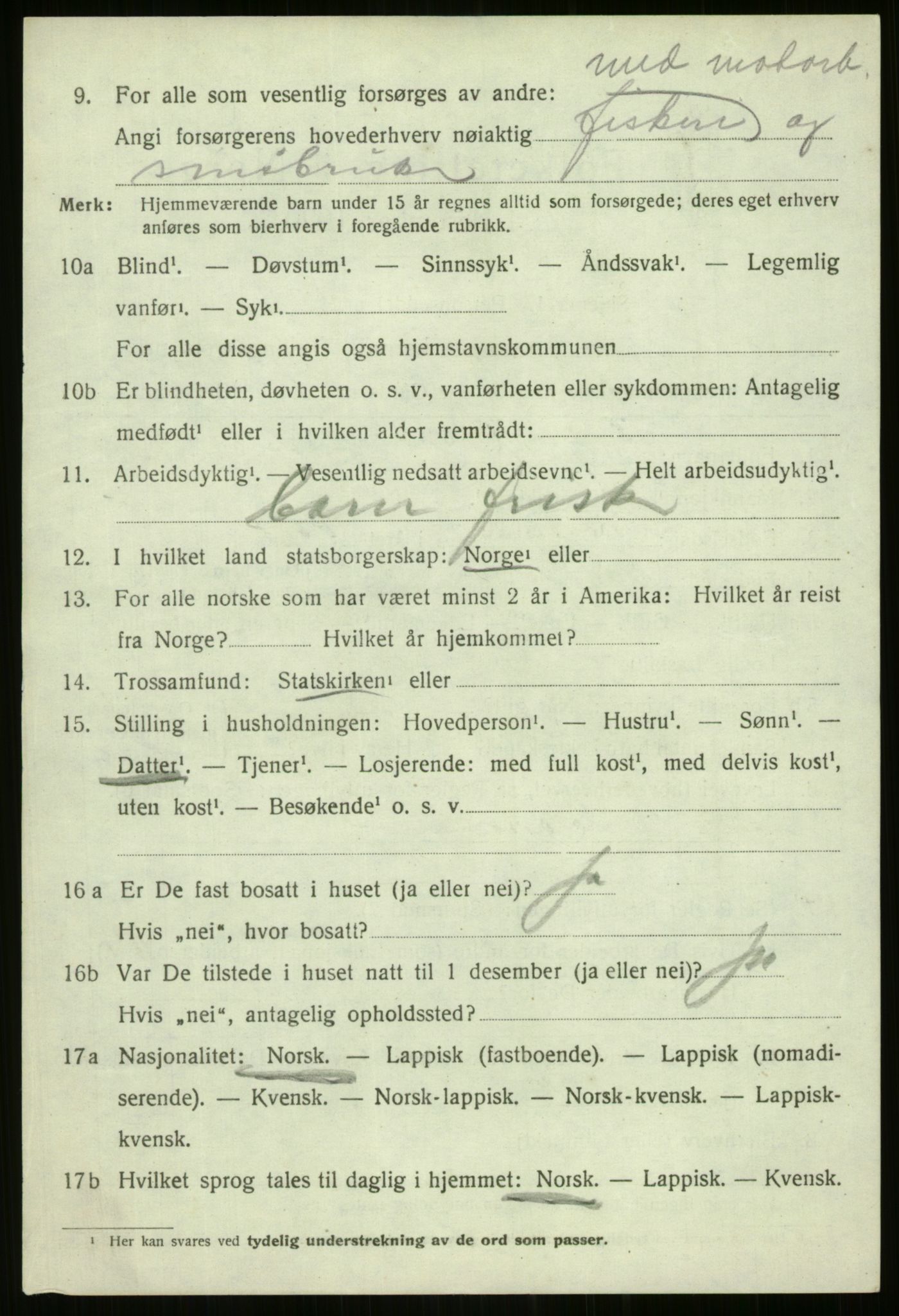 SATØ, 1920 census for Nordreisa, 1920, p. 3954