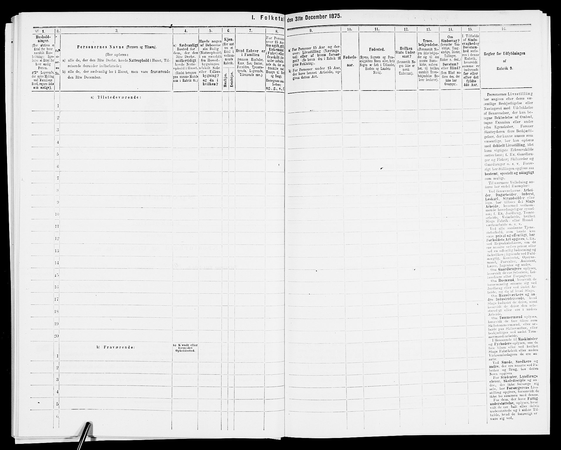 SAK, 1875 census for 0926L Vestre Moland/Vestre Moland, 1875, p. 383