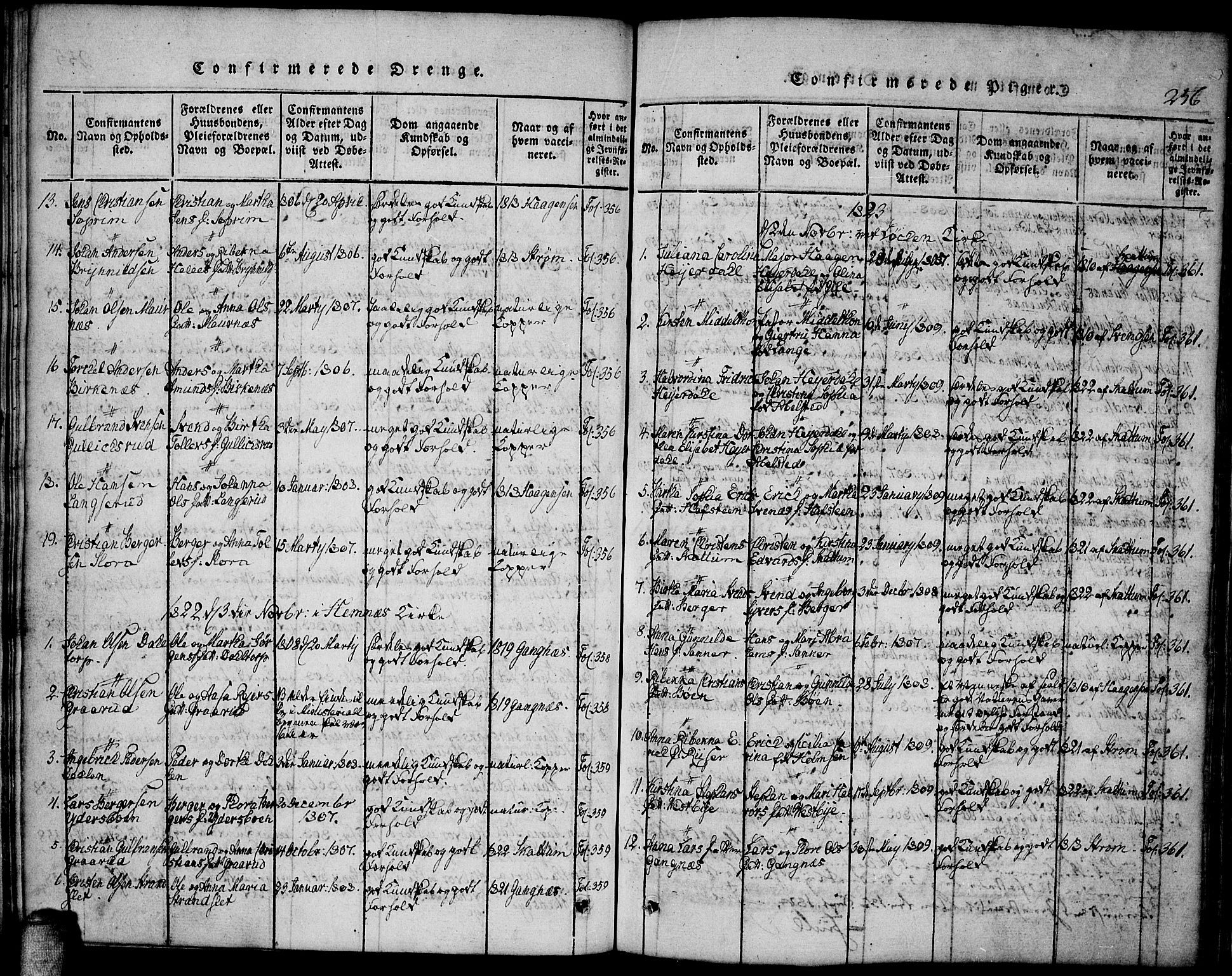 Høland prestekontor Kirkebøker, SAO/A-10346a/F/Fa/L0007: Parish register (official) no. I 7, 1814-1827, p. 256