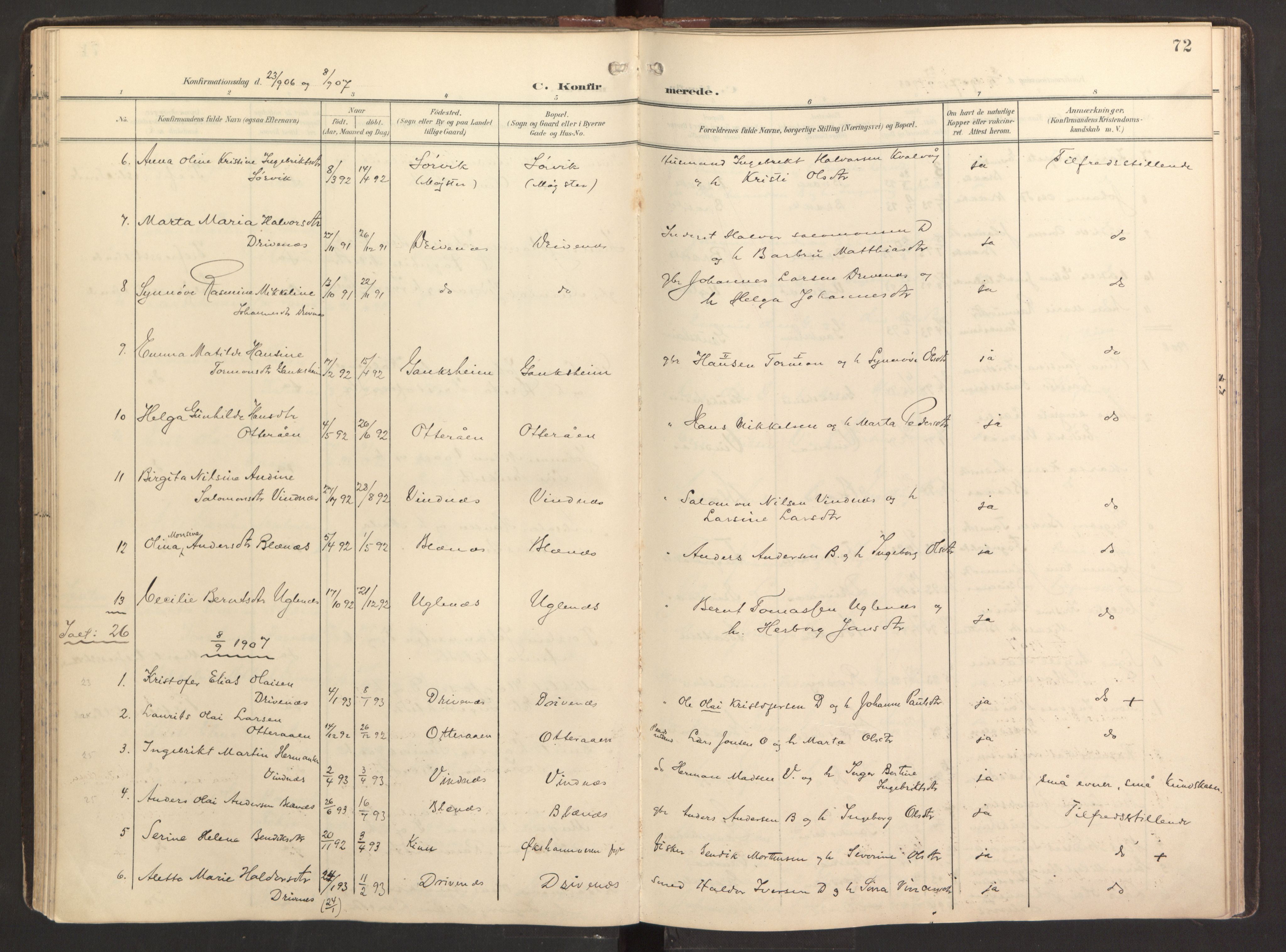 Fitjar sokneprestembete, SAB/A-99926: Parish register (official) no. B 1, 1900-1926, p. 72