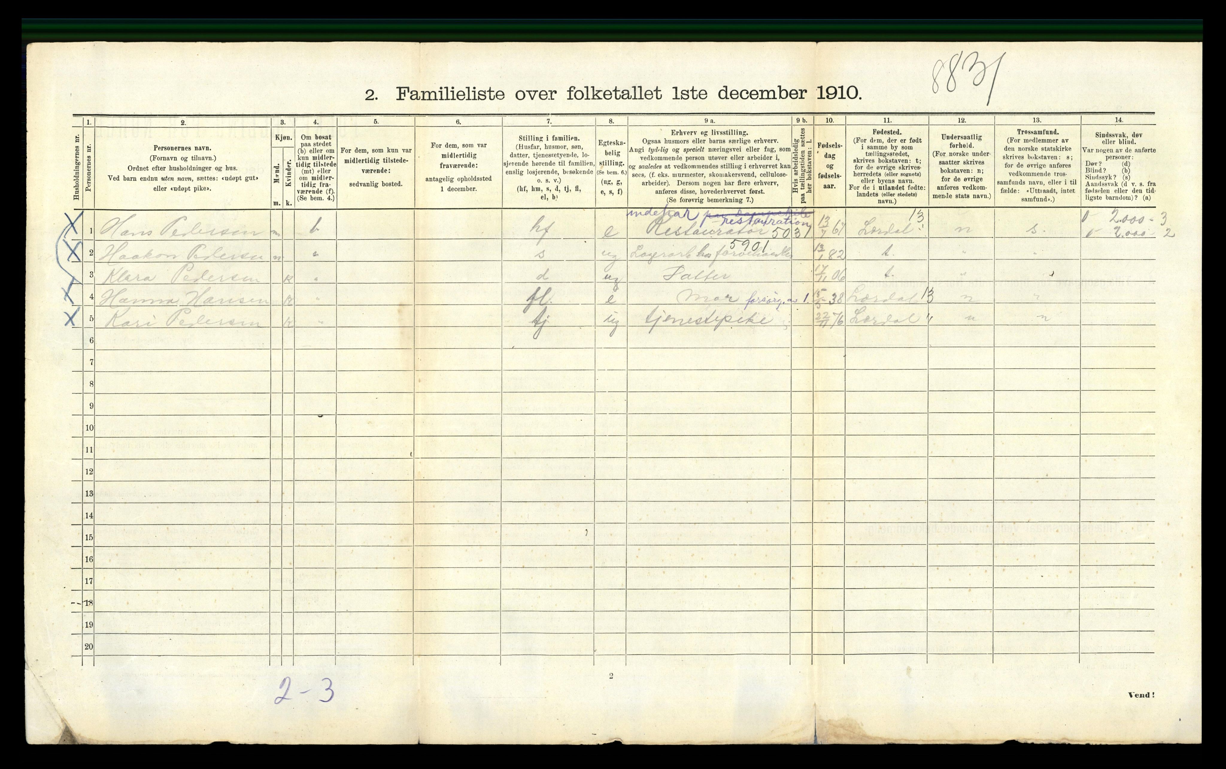 RA, 1910 census for Bergen, 1910, p. 10566