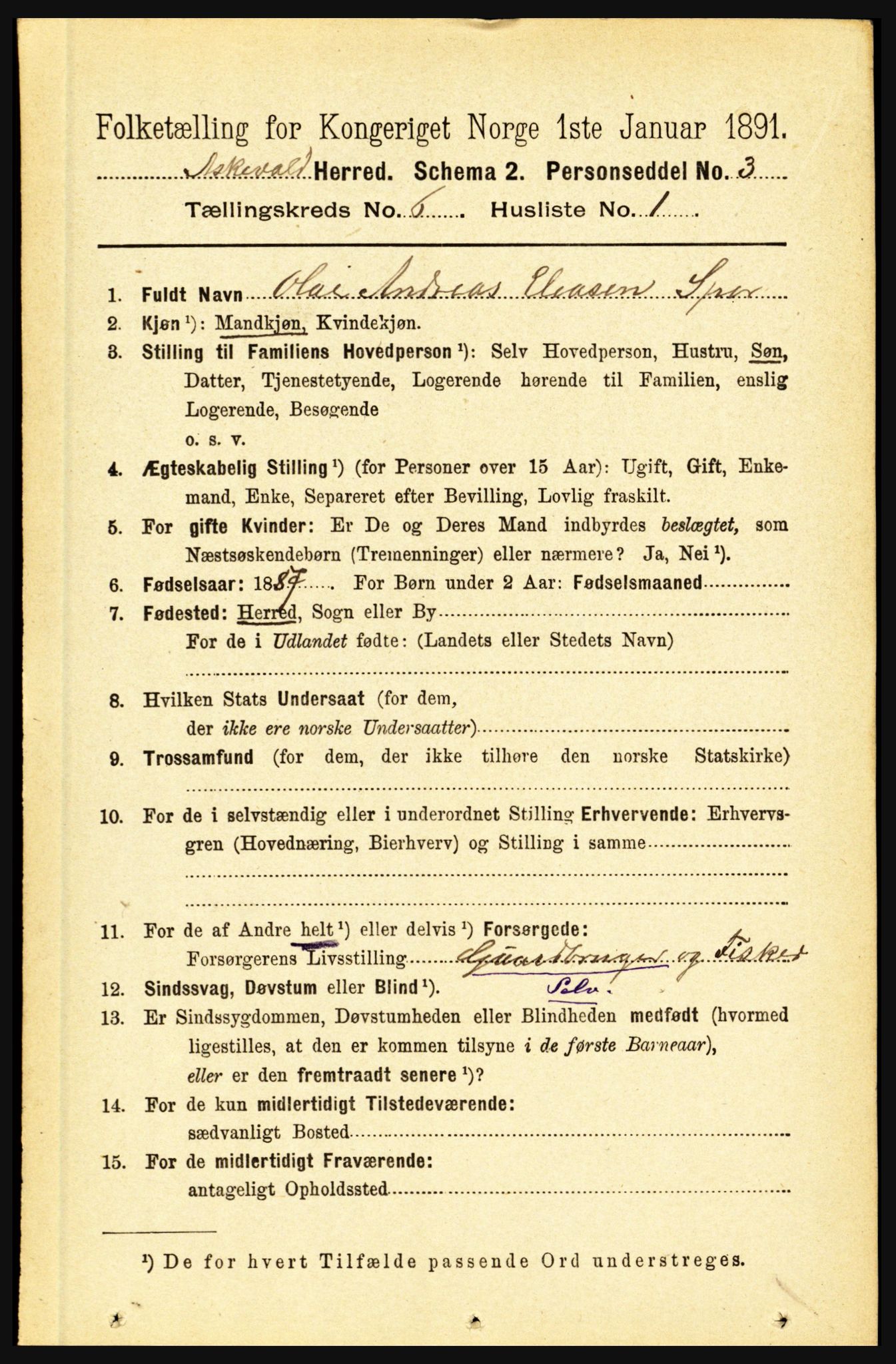 RA, 1891 census for 1428 Askvoll, 1891, p. 1682