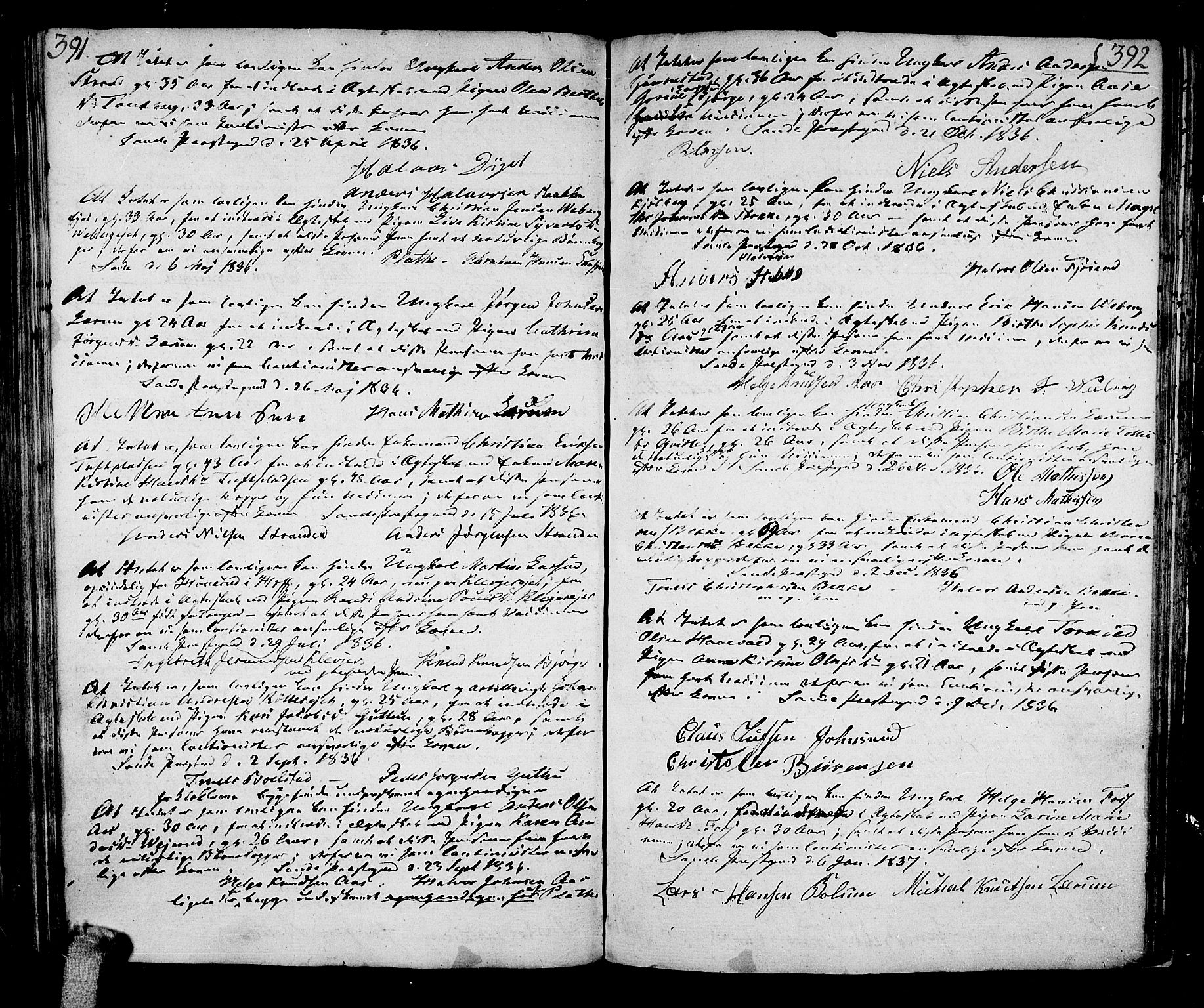 Sande Kirkebøker, SAKO/A-53/F/Fa/L0002: Parish register (official) no. 2, 1804-1814, p. 391-392