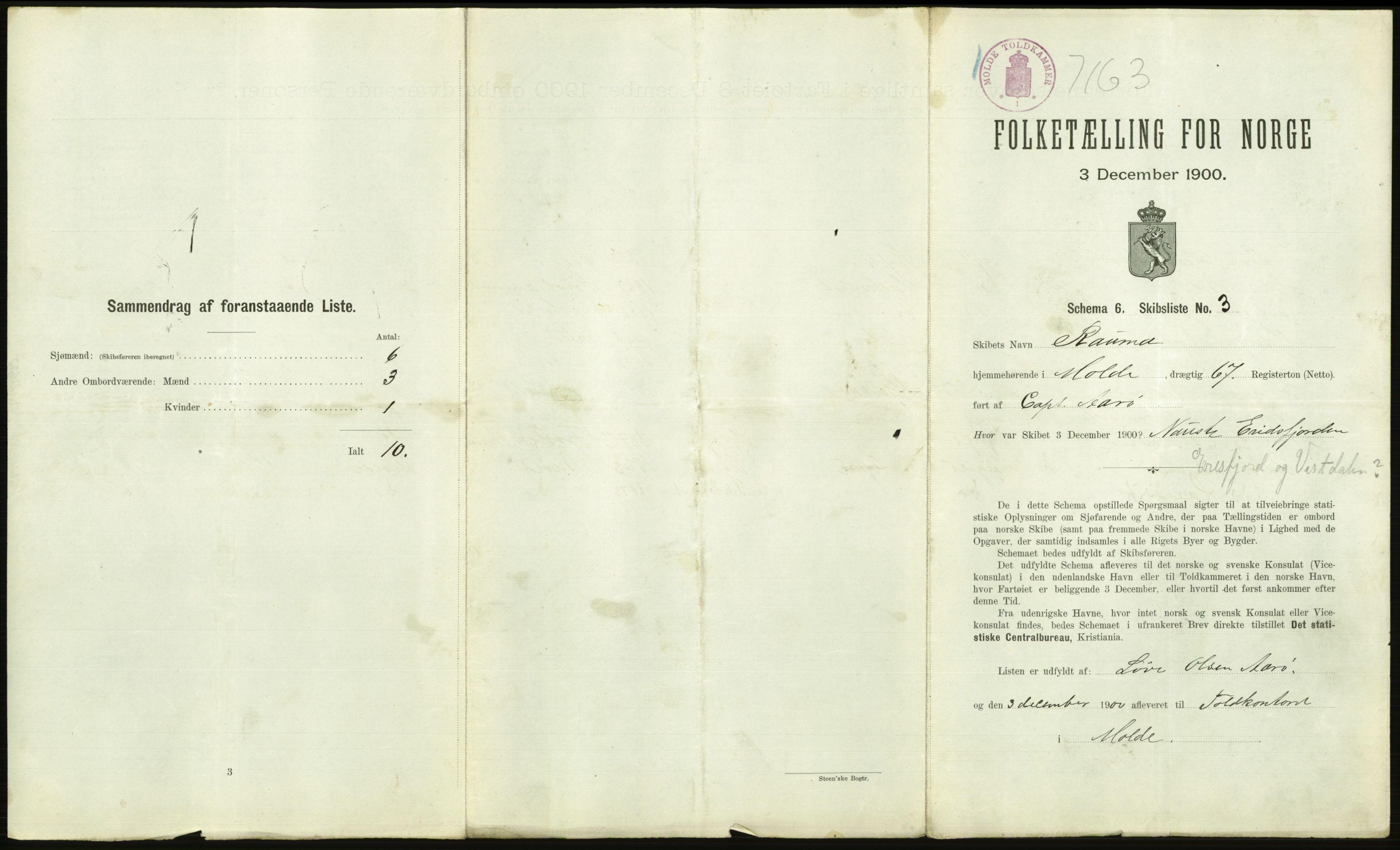 RA, 1900 Census - ship lists from ships in Norwegian harbours, harbours abroad and at sea, 1900, p. 2111