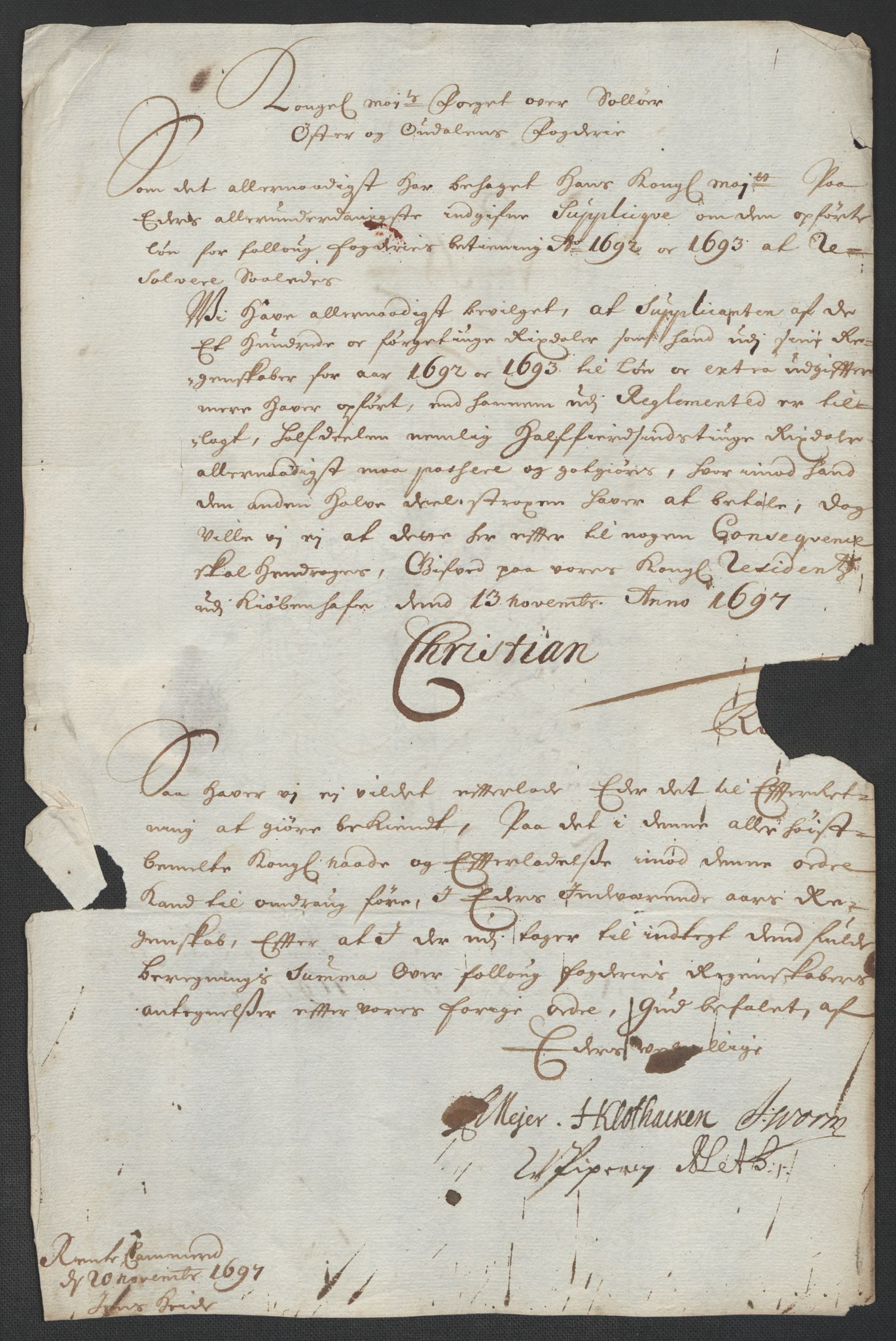 Rentekammeret inntil 1814, Reviderte regnskaper, Fogderegnskap, AV/RA-EA-4092/R13/L0835: Fogderegnskap Solør, Odal og Østerdal, 1697, p. 283