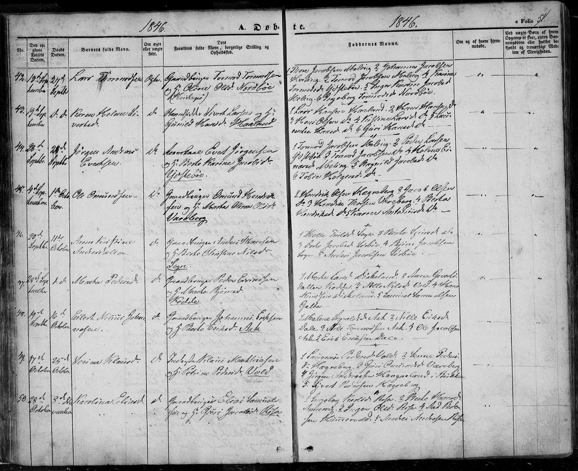 Rennesøy sokneprestkontor, AV/SAST-A -101827/H/Ha/Haa/L0005: Parish register (official) no. A 5, 1838-1859, p. 51