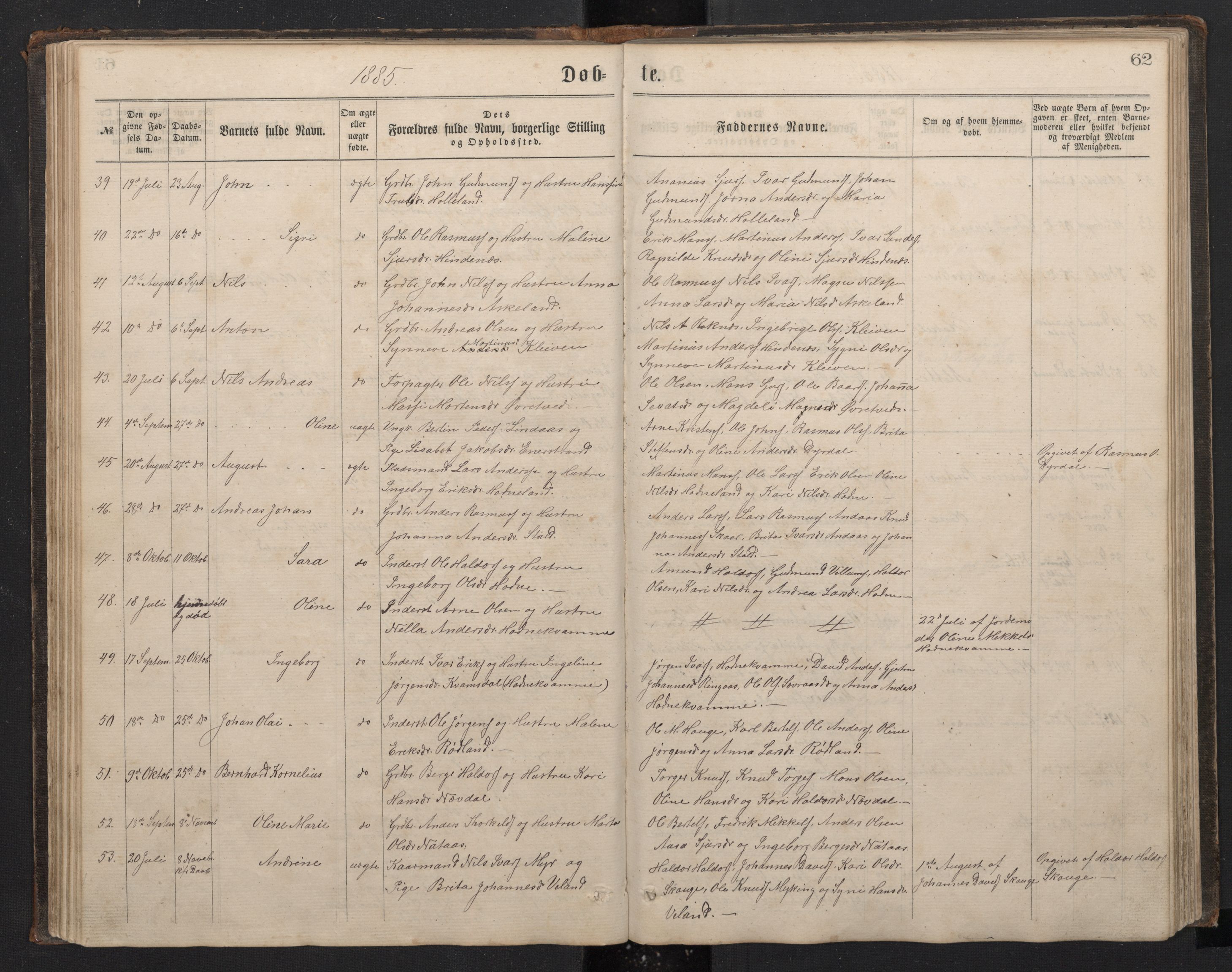 Lindås Sokneprestembete, SAB/A-76701/H/Hab: Parish register (copy) no. E 2, 1867-1892, p. 61b-62a