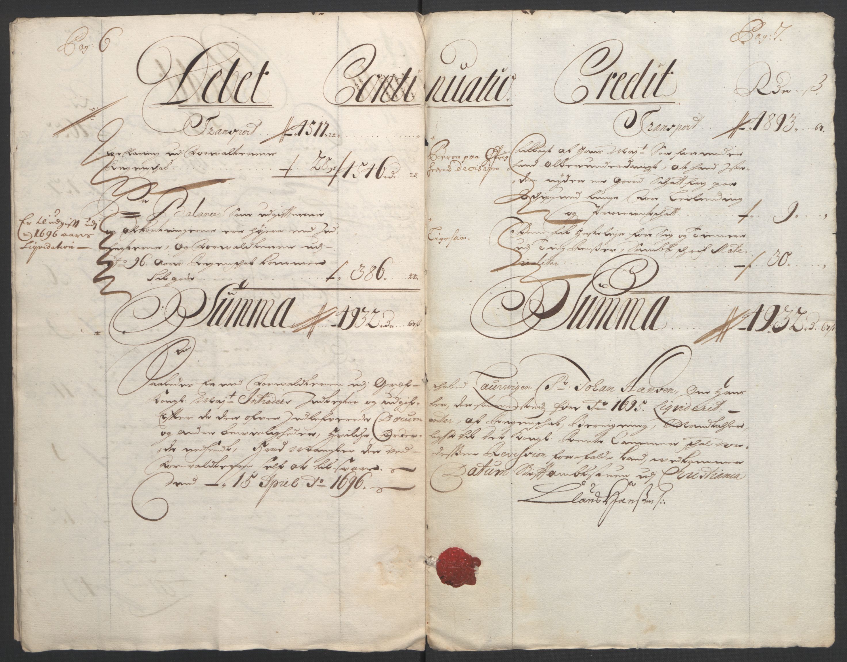 Rentekammeret inntil 1814, Reviderte regnskaper, Fogderegnskap, RA/EA-4092/R33/L1974: Fogderegnskap Larvik grevskap, 1693-1695, p. 197
