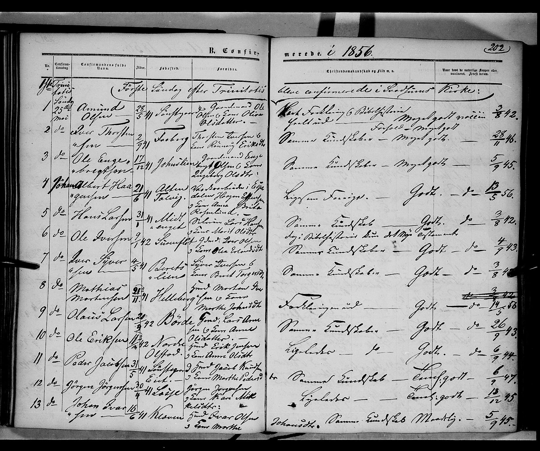 Gausdal prestekontor, AV/SAH-PREST-090/H/Ha/Haa/L0008: Parish register (official) no. 8, 1850-1861, p. 202