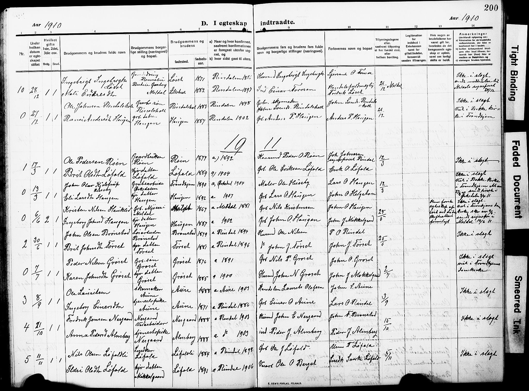 Ministerialprotokoller, klokkerbøker og fødselsregistre - Møre og Romsdal, AV/SAT-A-1454/598/L1079: Parish register (copy) no. 598C04, 1909-1927, p. 200