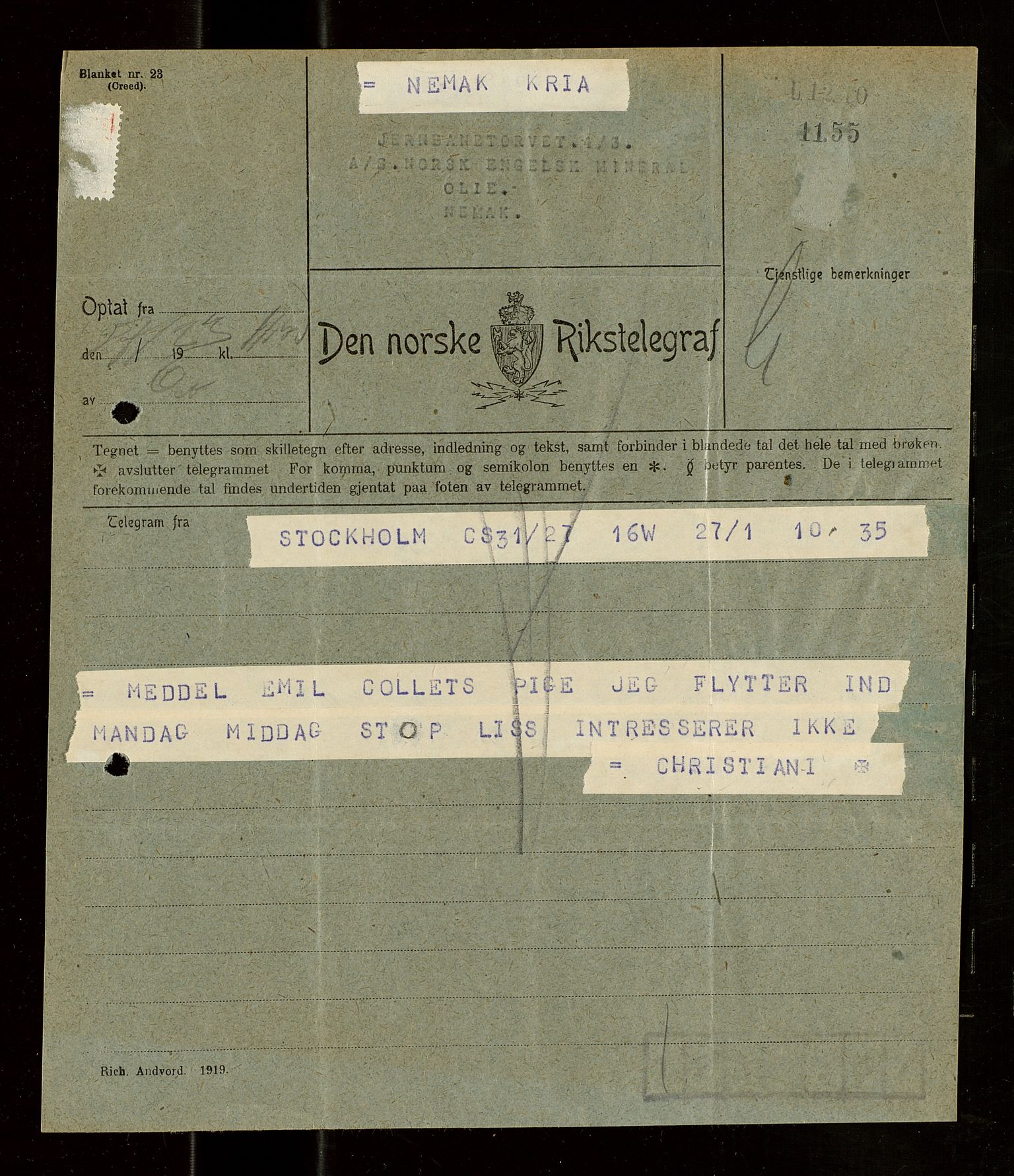 Pa 1521 - A/S Norske Shell, AV/SAST-A-101915/E/Ea/Eaa/L0021: Sjefskorrespondanse, 1918, p. 92