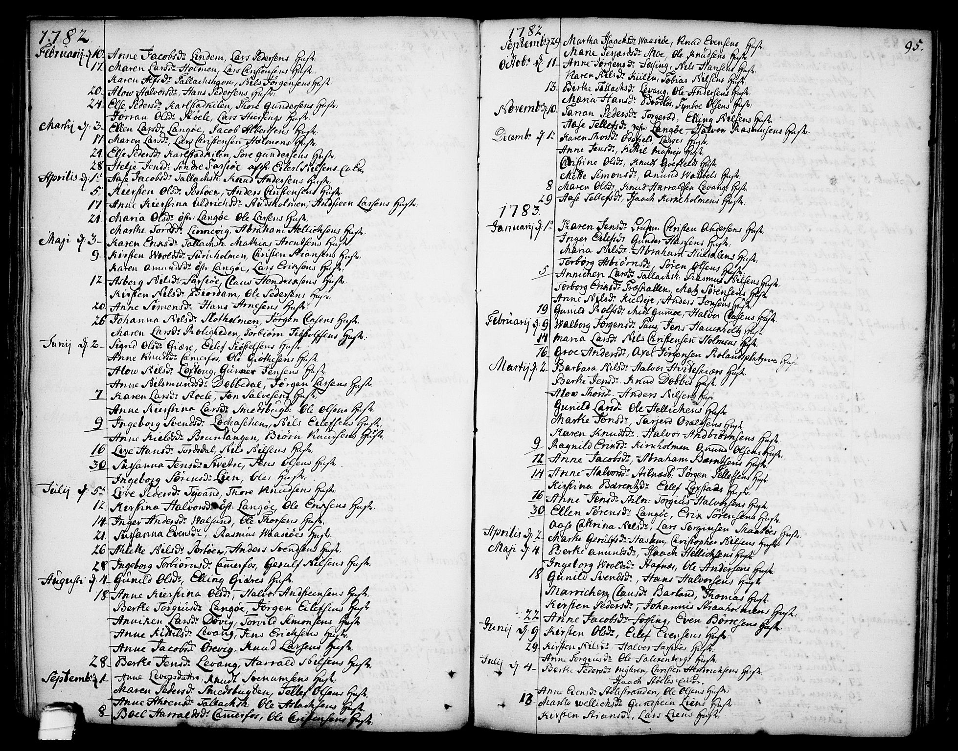 Sannidal kirkebøker, SAKO/A-296/F/Fa/L0002: Parish register (official) no. 2, 1767-1802, p. 95