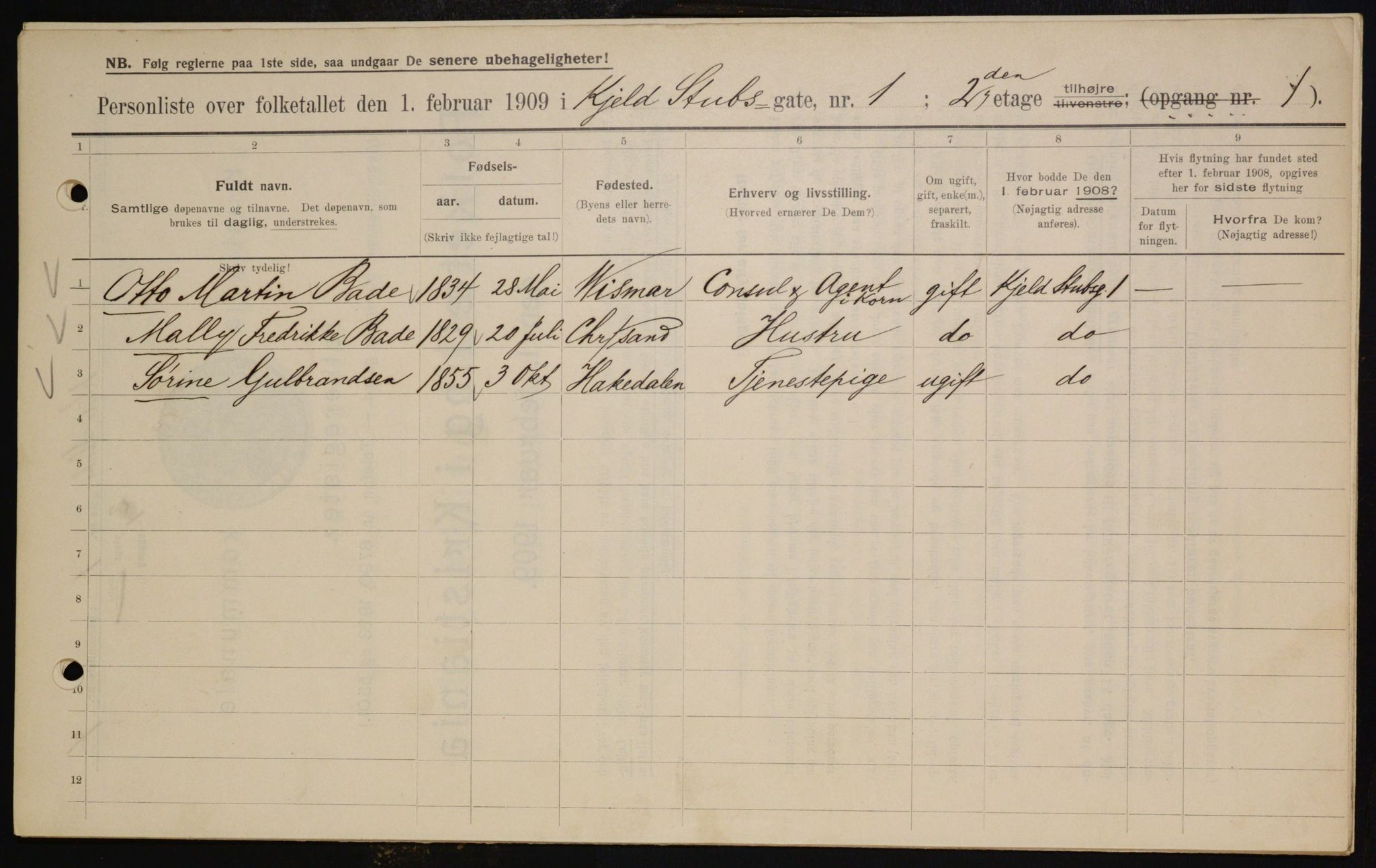 OBA, Municipal Census 1909 for Kristiania, 1909, p. 46922