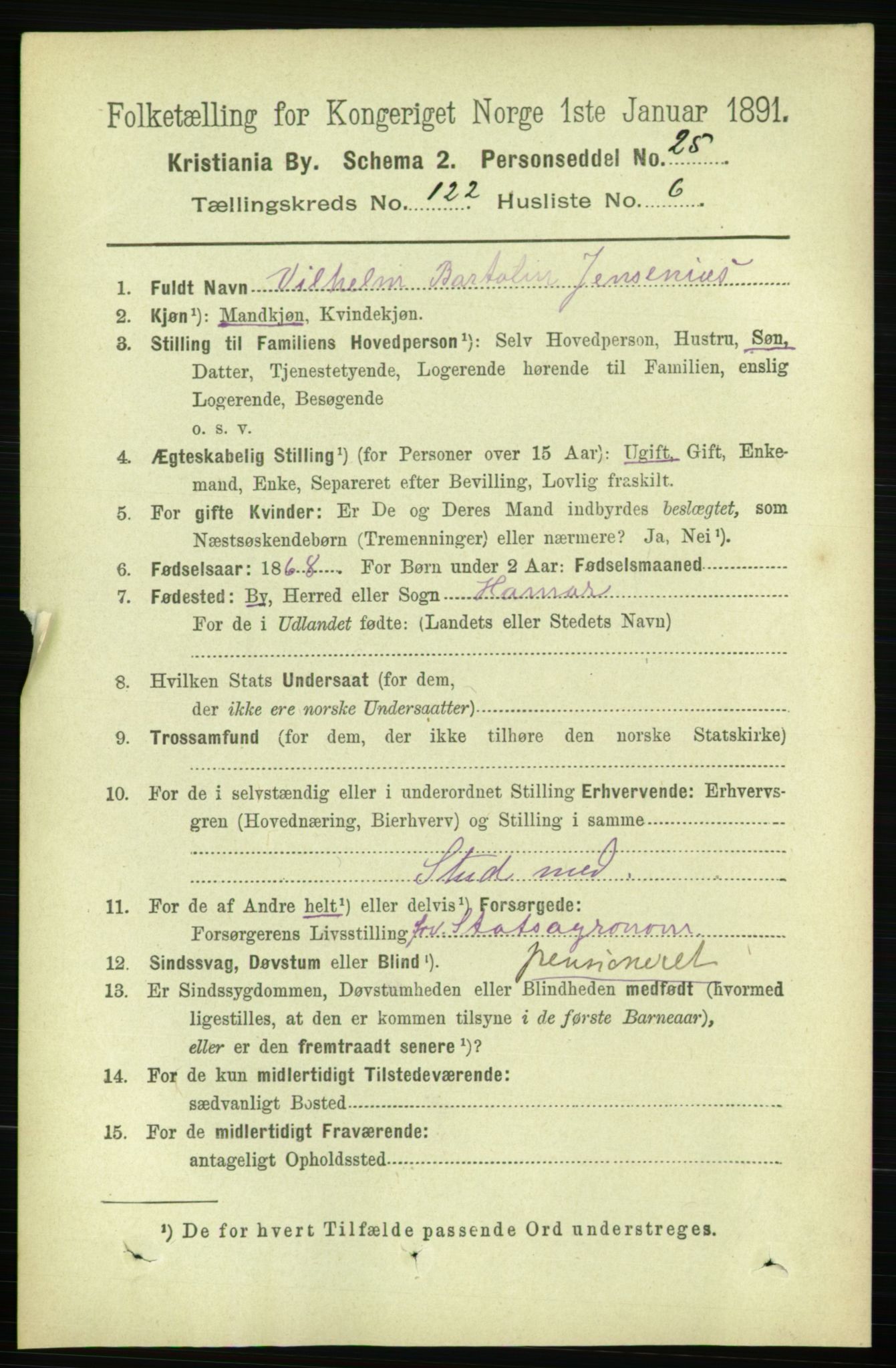 RA, 1891 census for 0301 Kristiania, 1891, p. 64808