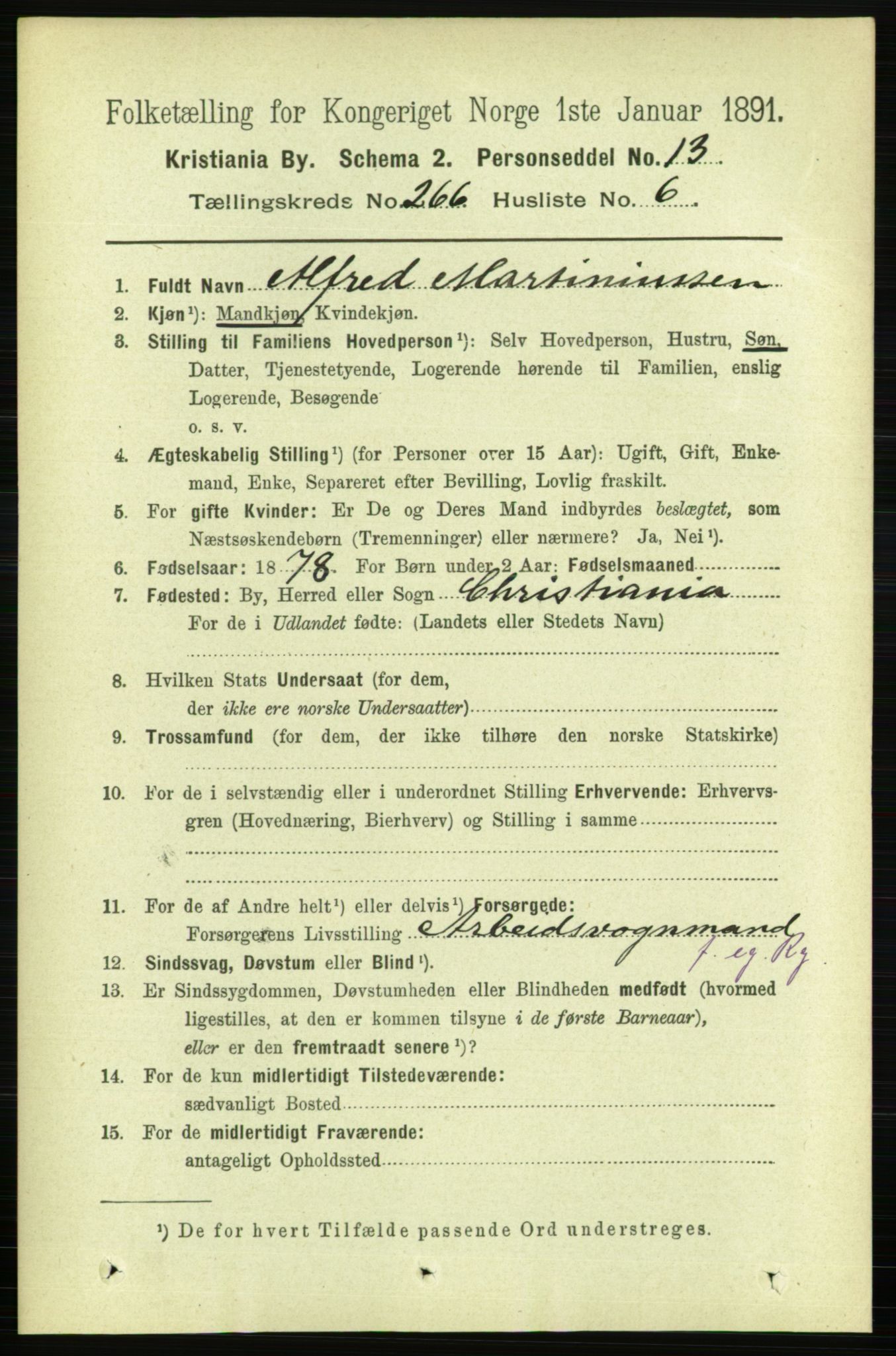 RA, 1891 census for 0301 Kristiania, 1891, p. 161294