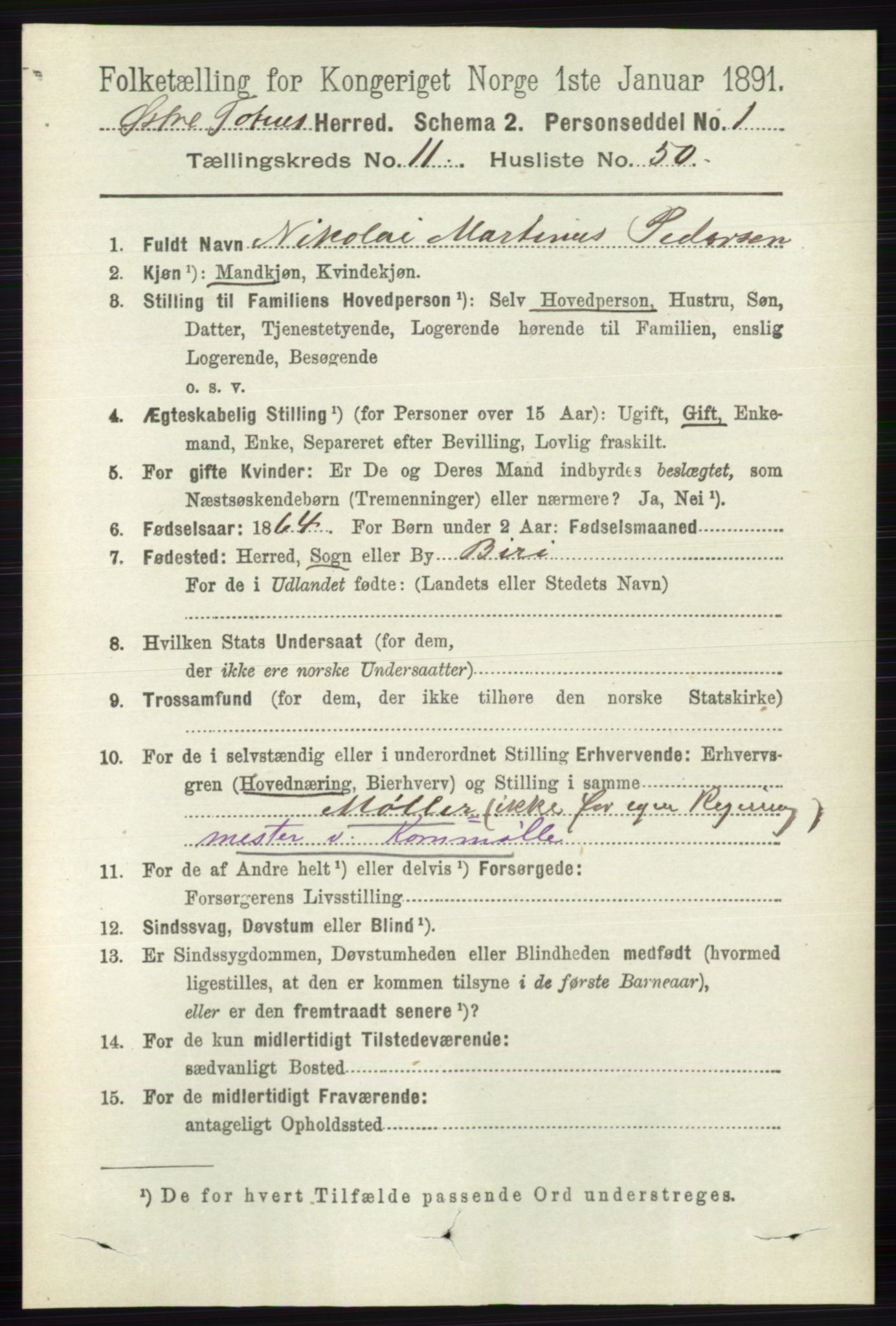 RA, 1891 census for 0528 Østre Toten, 1891, p. 7234