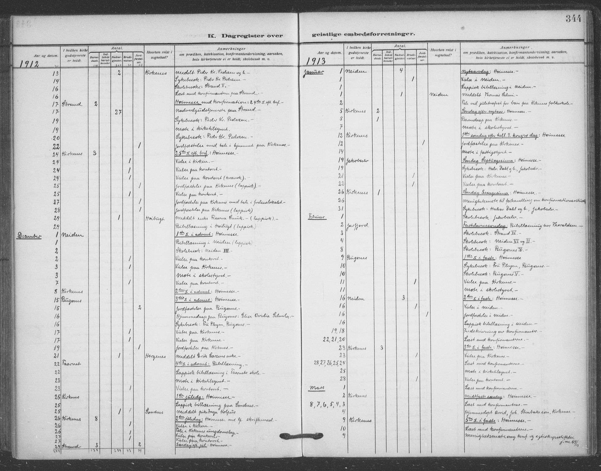 Sør-Varanger sokneprestkontor, SATØ/S-1331/H/Ha/L0005kirke: Parish register (official) no. 5, 1909-1919, p. 344