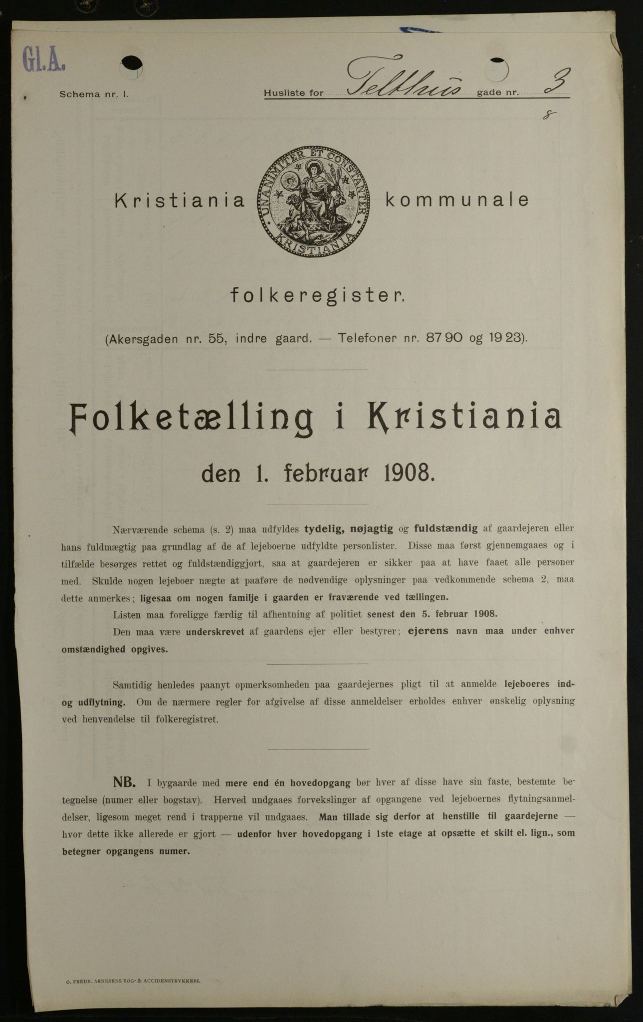 OBA, Municipal Census 1908 for Kristiania, 1908, p. 96692